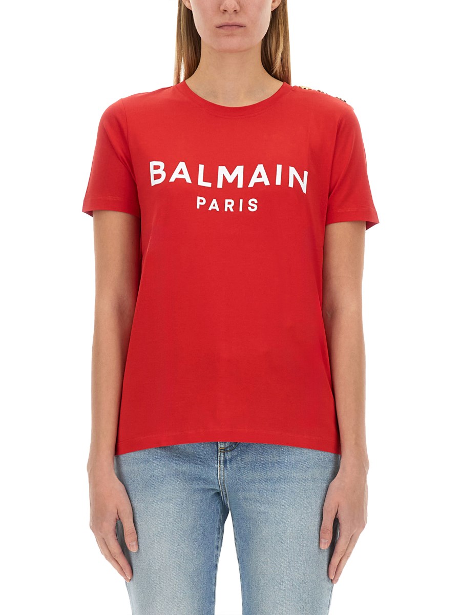 BALMAIN T-SHIRT IN JERSEY DI COTONE CON LOGO