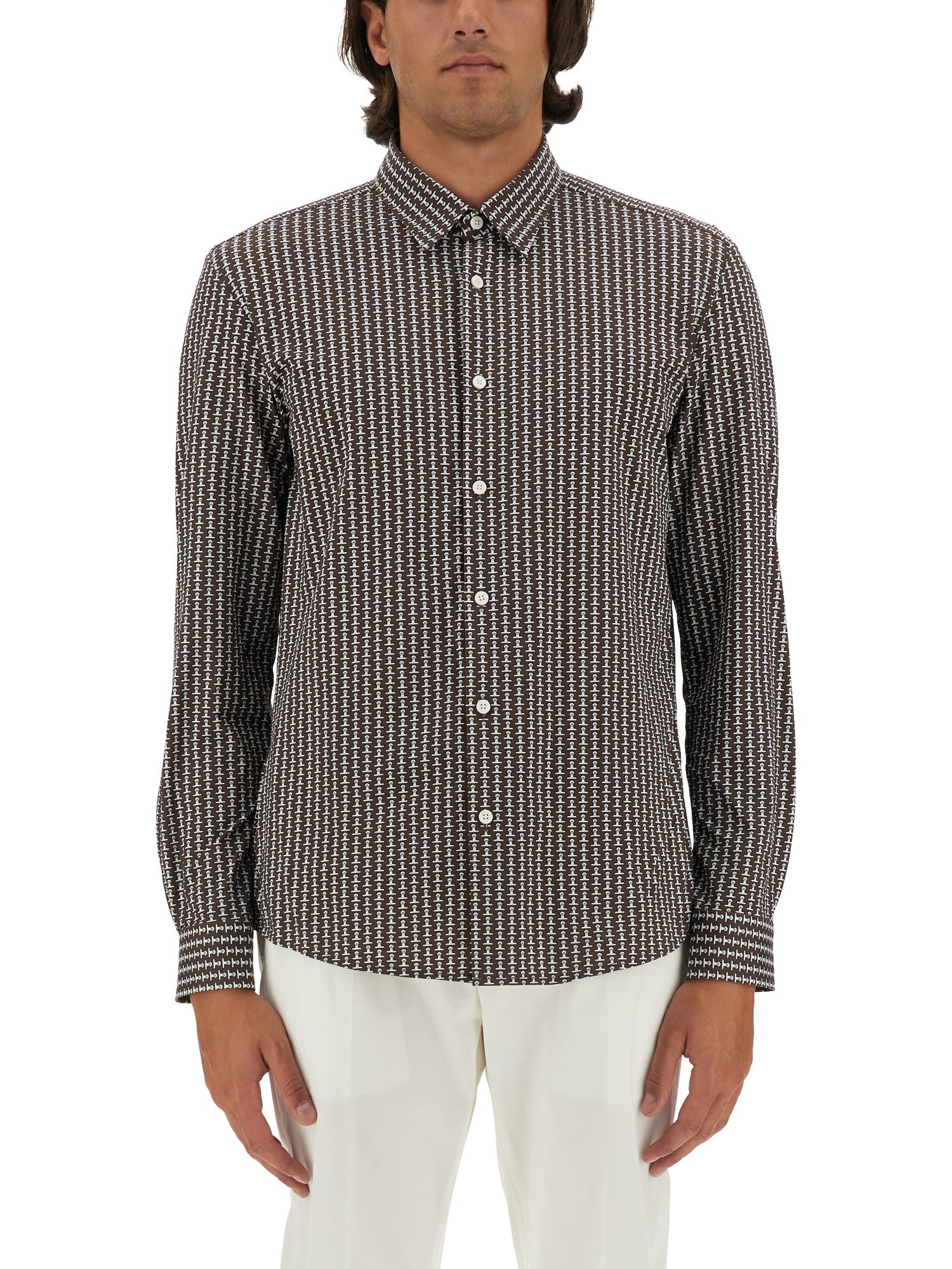 boss micro check pattern shirt