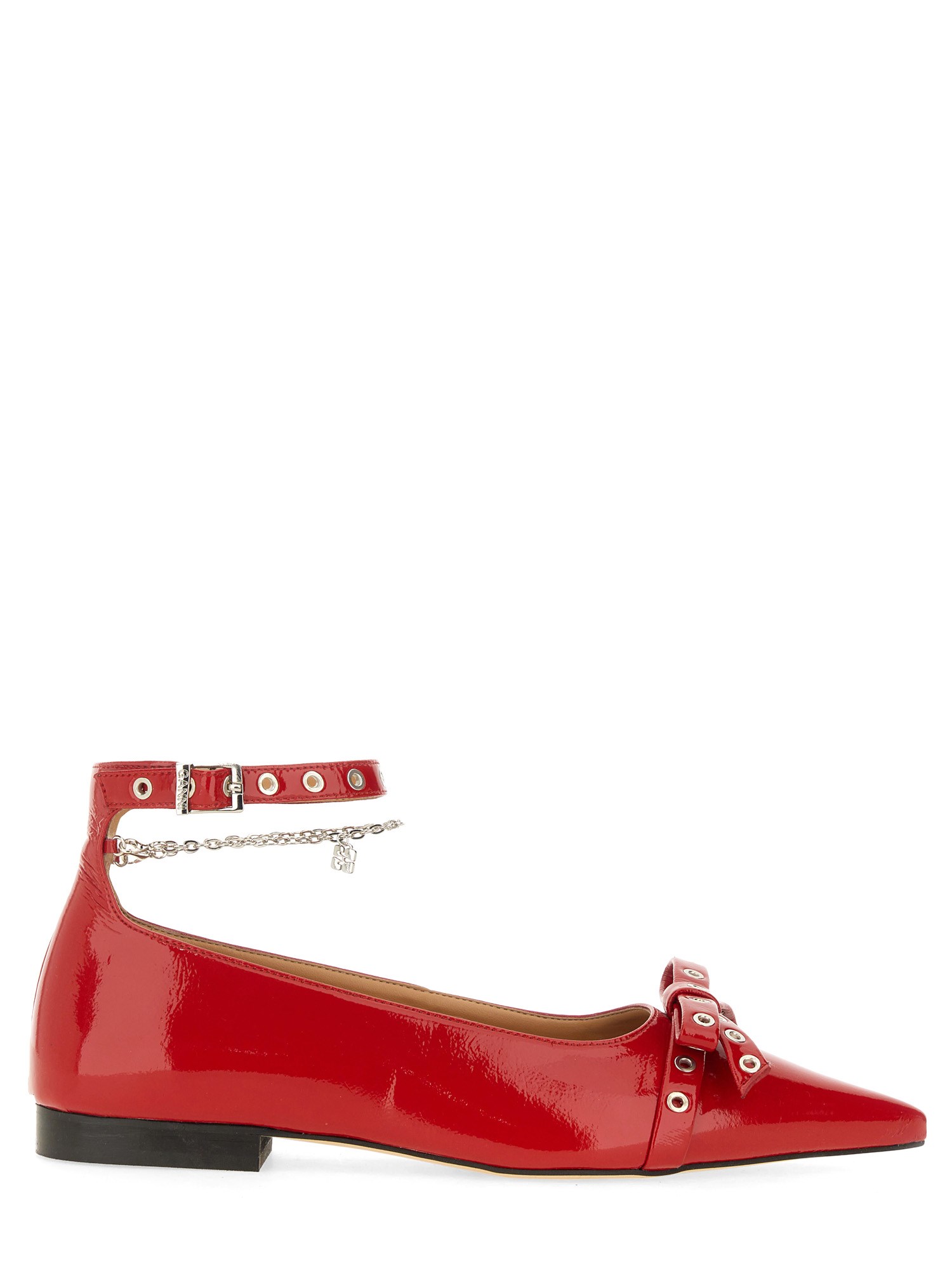 Shop Ganni Jewel Ballerina In Red