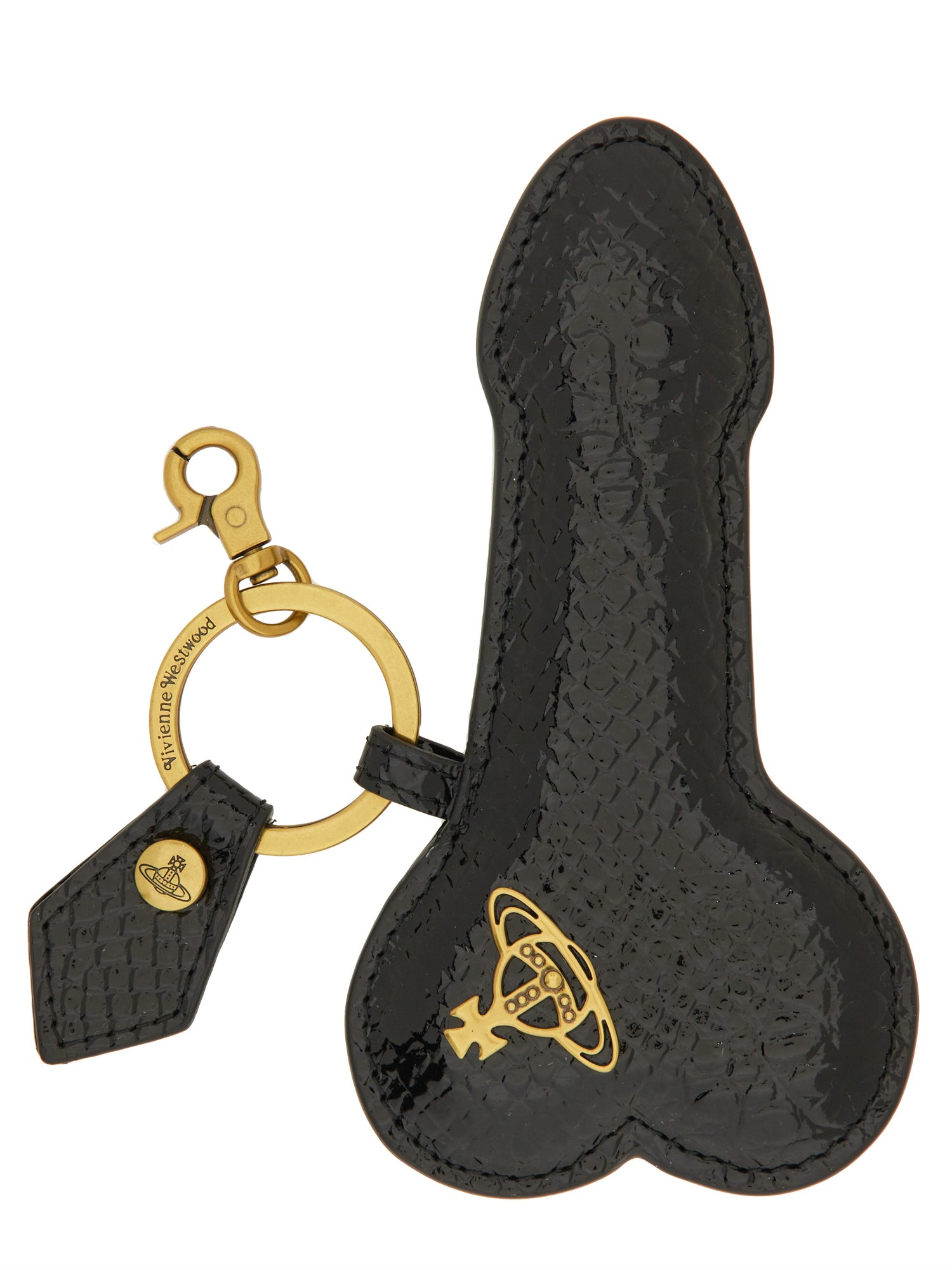 Shop Vivienne Westwood Leather Keychain In Black