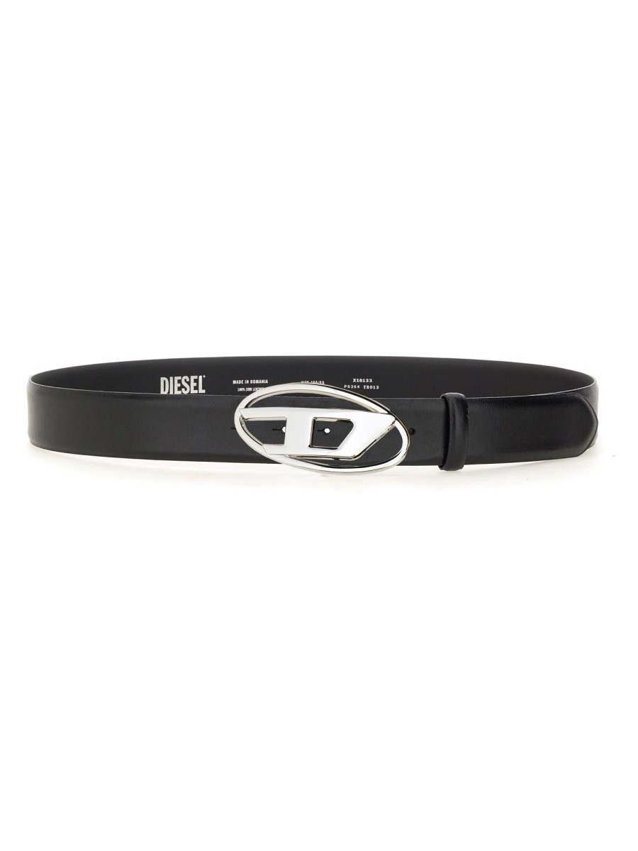 ベルト DIESEL CINTURA B-1DR IN PELLE Women's 2.4cm leather belt with enamelled buckle | Black