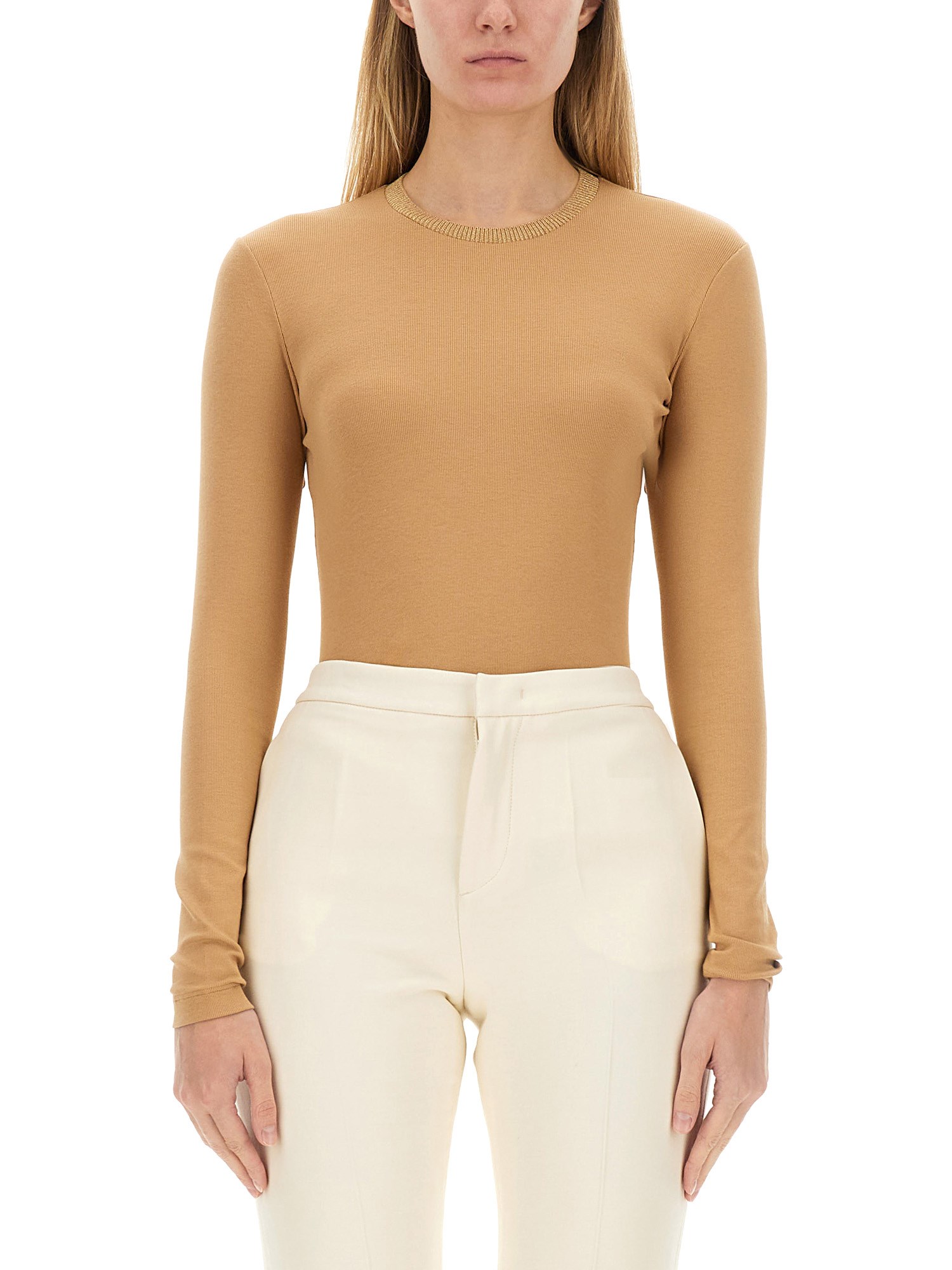 Shop Fabiana Filippi Slim Fit T-shirt In Beige