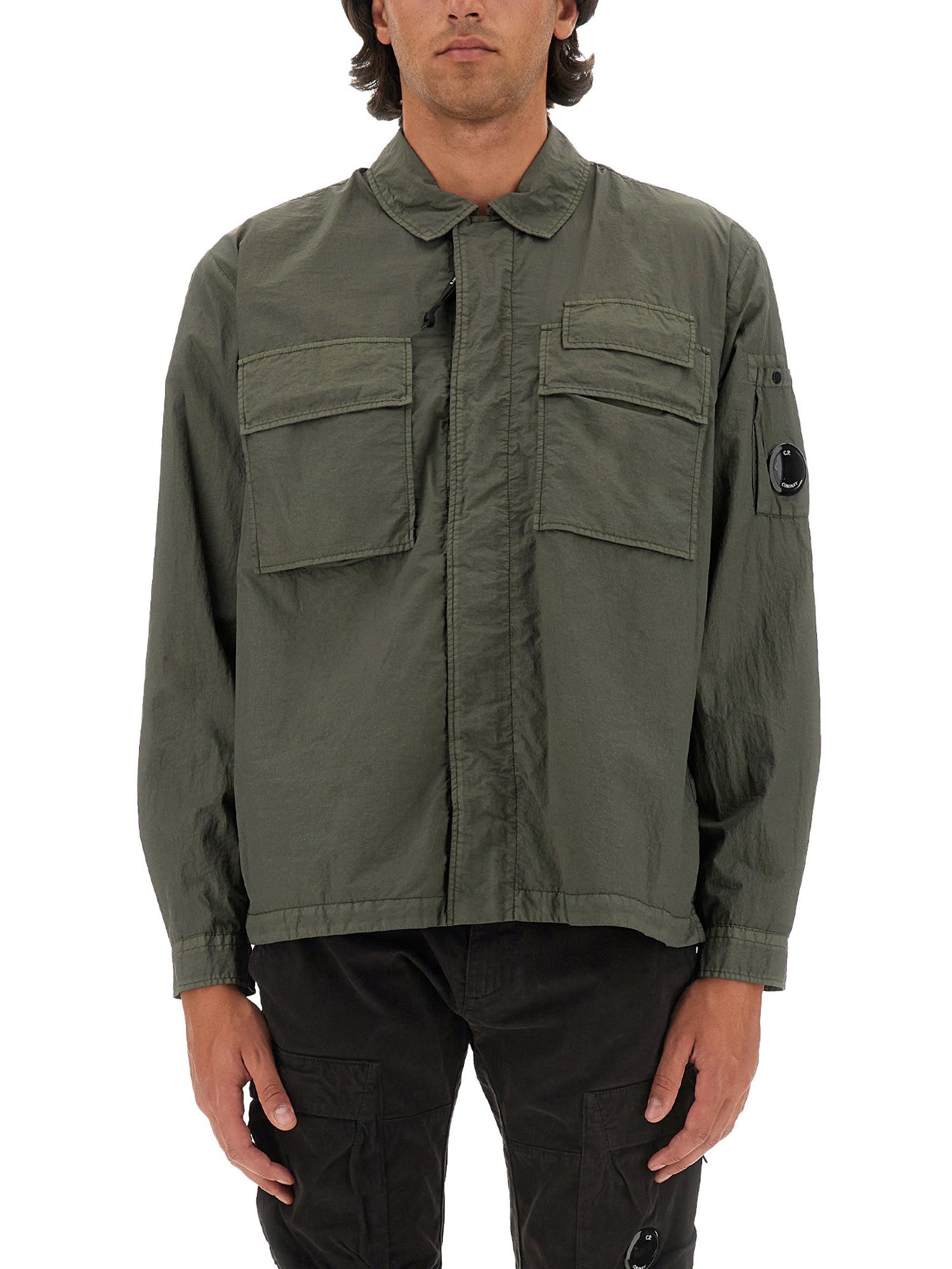 C.p. Company Rip-stop Cotton Jacket With Adjustable Drawstring Hem In Green