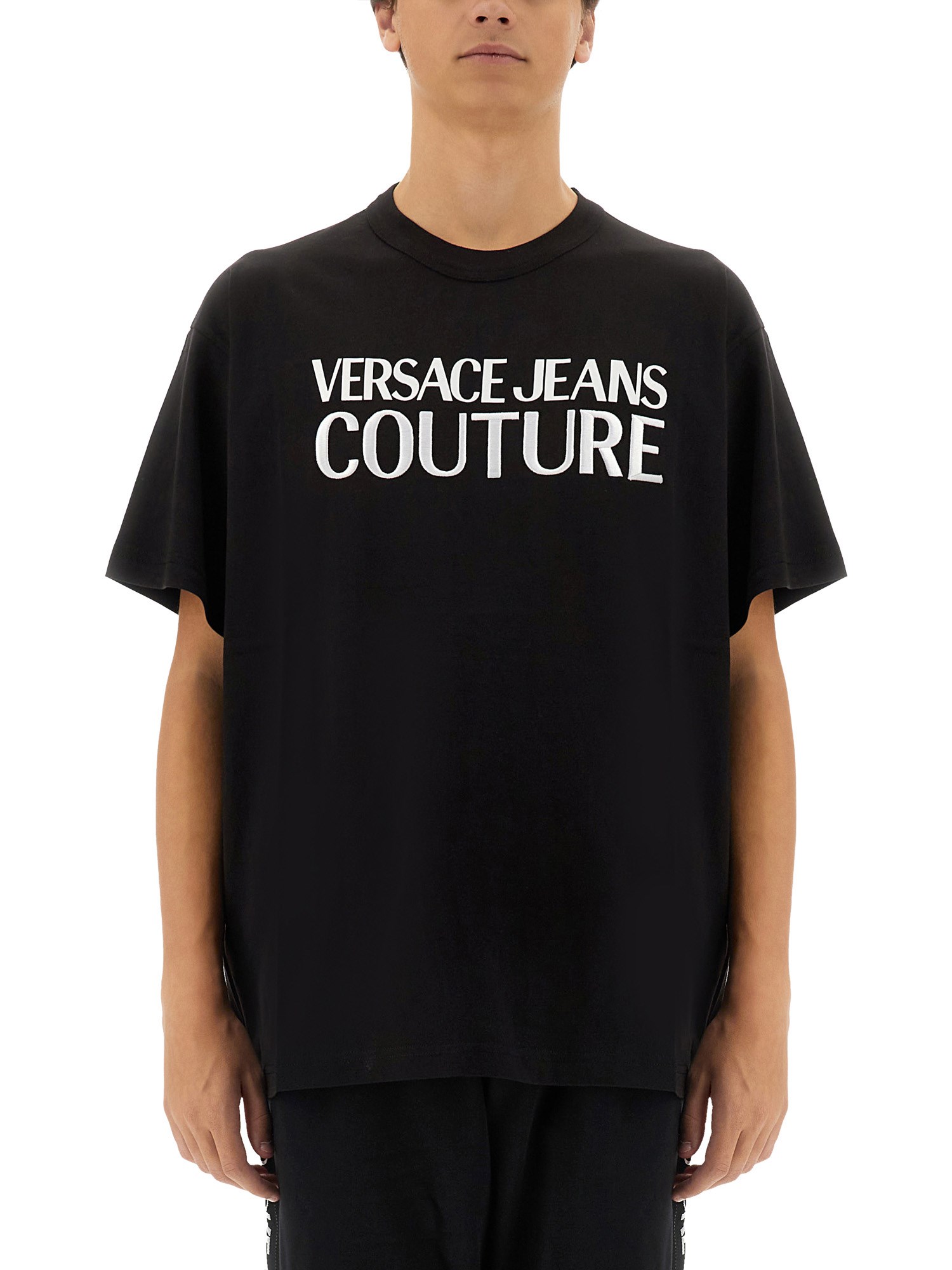 Shop Versace Jeans Couture T-shirt With Logo In Black