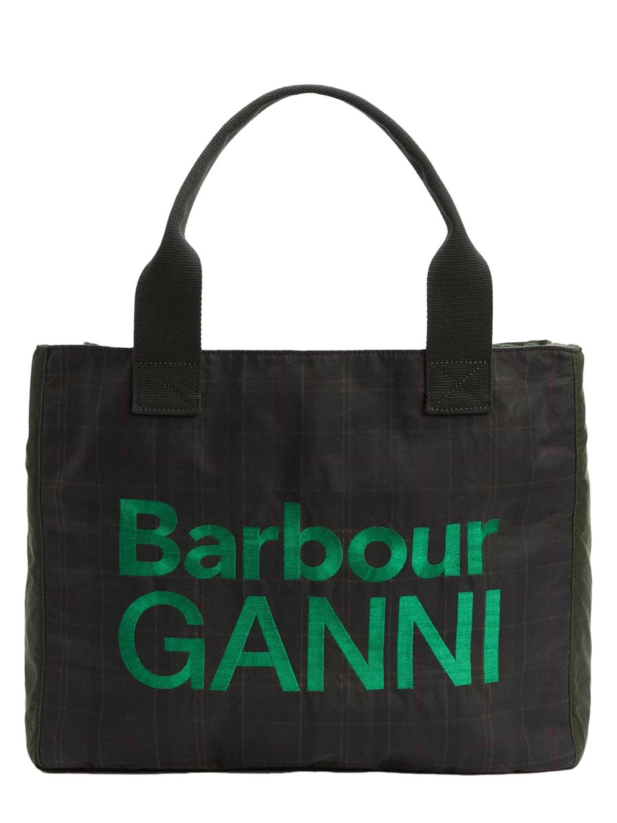 BORSA TOTE IN COTONE CERATO BARBOUR X GANNI 