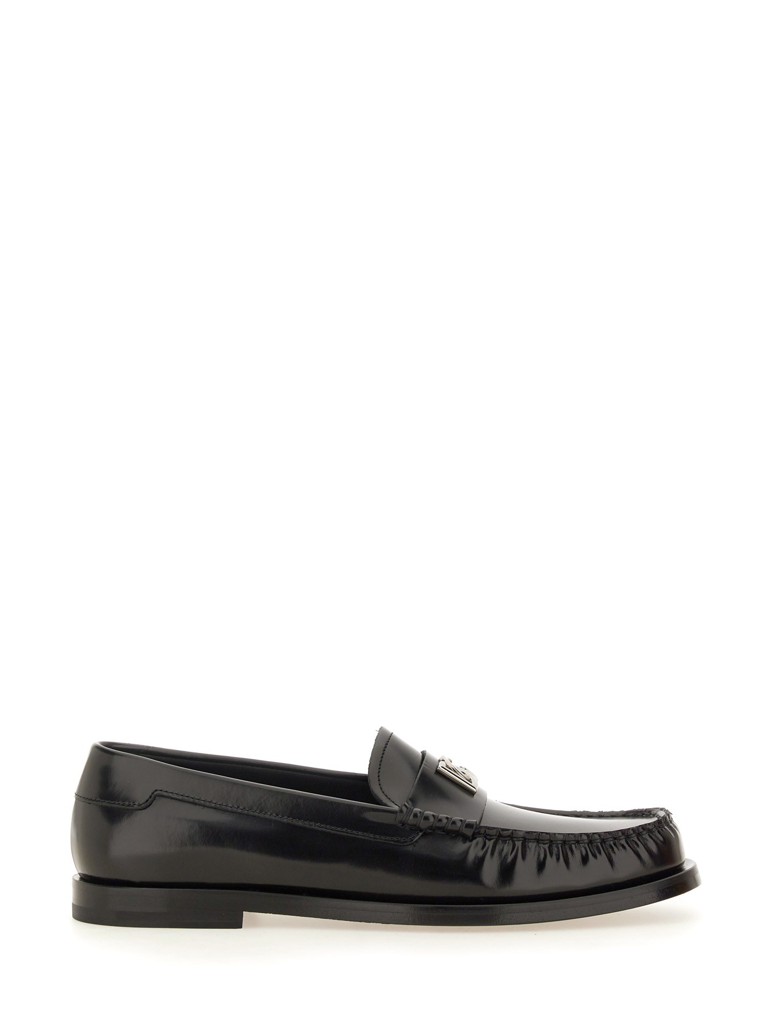 Dolce & Gabbana Dg Medallion Leather Classic Loafers In Black
