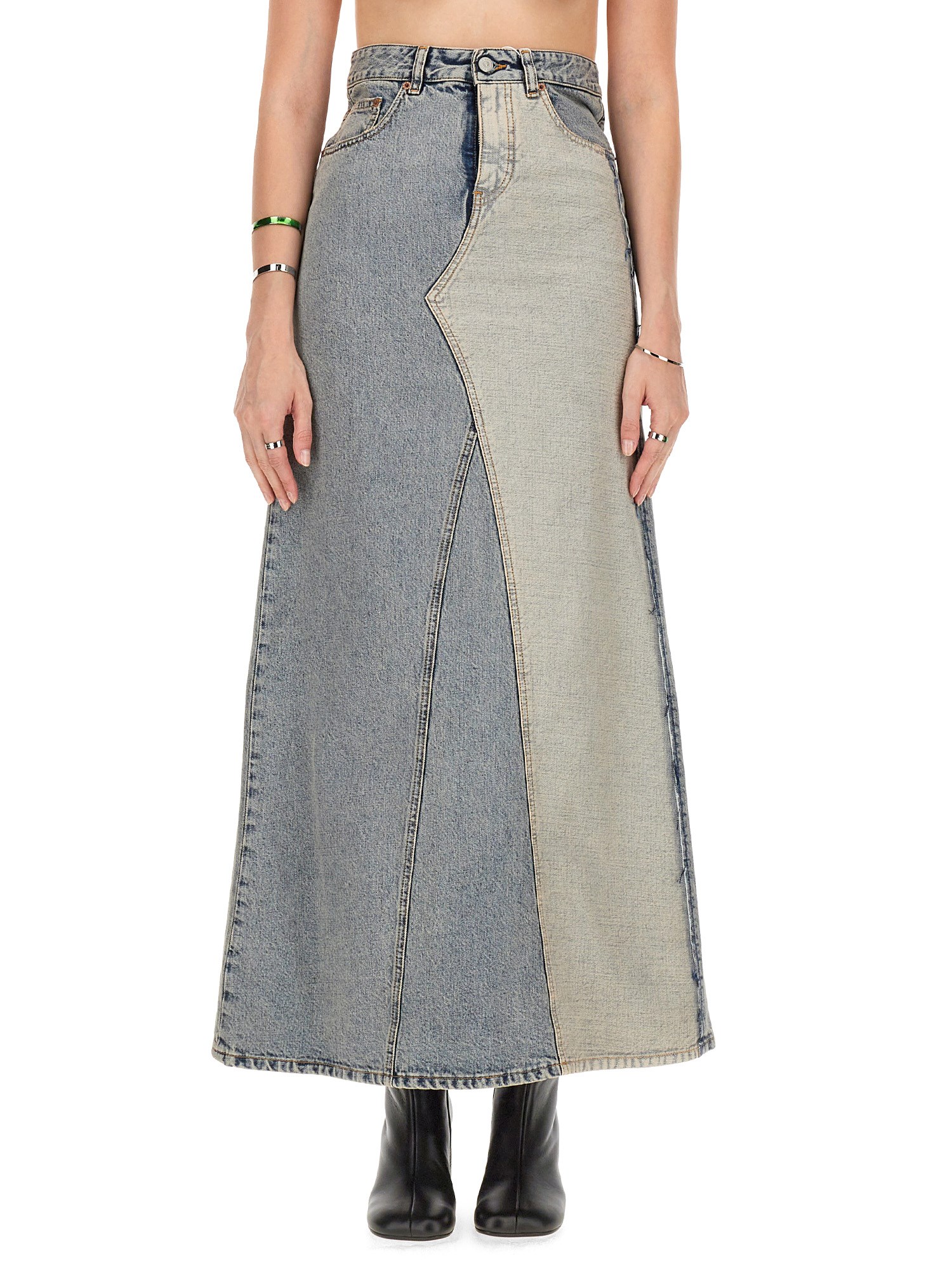 Shop Mm6 Maison Margiela Long Skirt In Denim