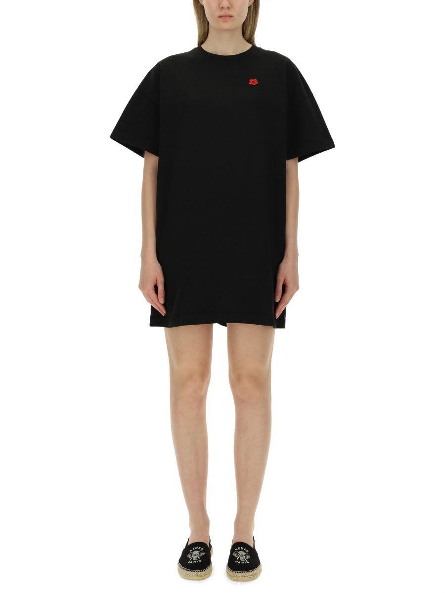 KENZO ABITO T-SHIRT CON PATCH LOGO IN JERSEY DI COTONE