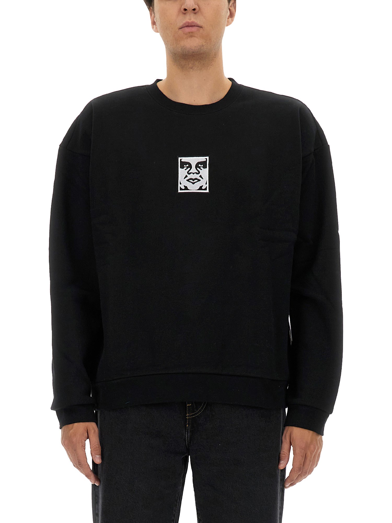 Obey Logo-patch Sweatshirt In Black