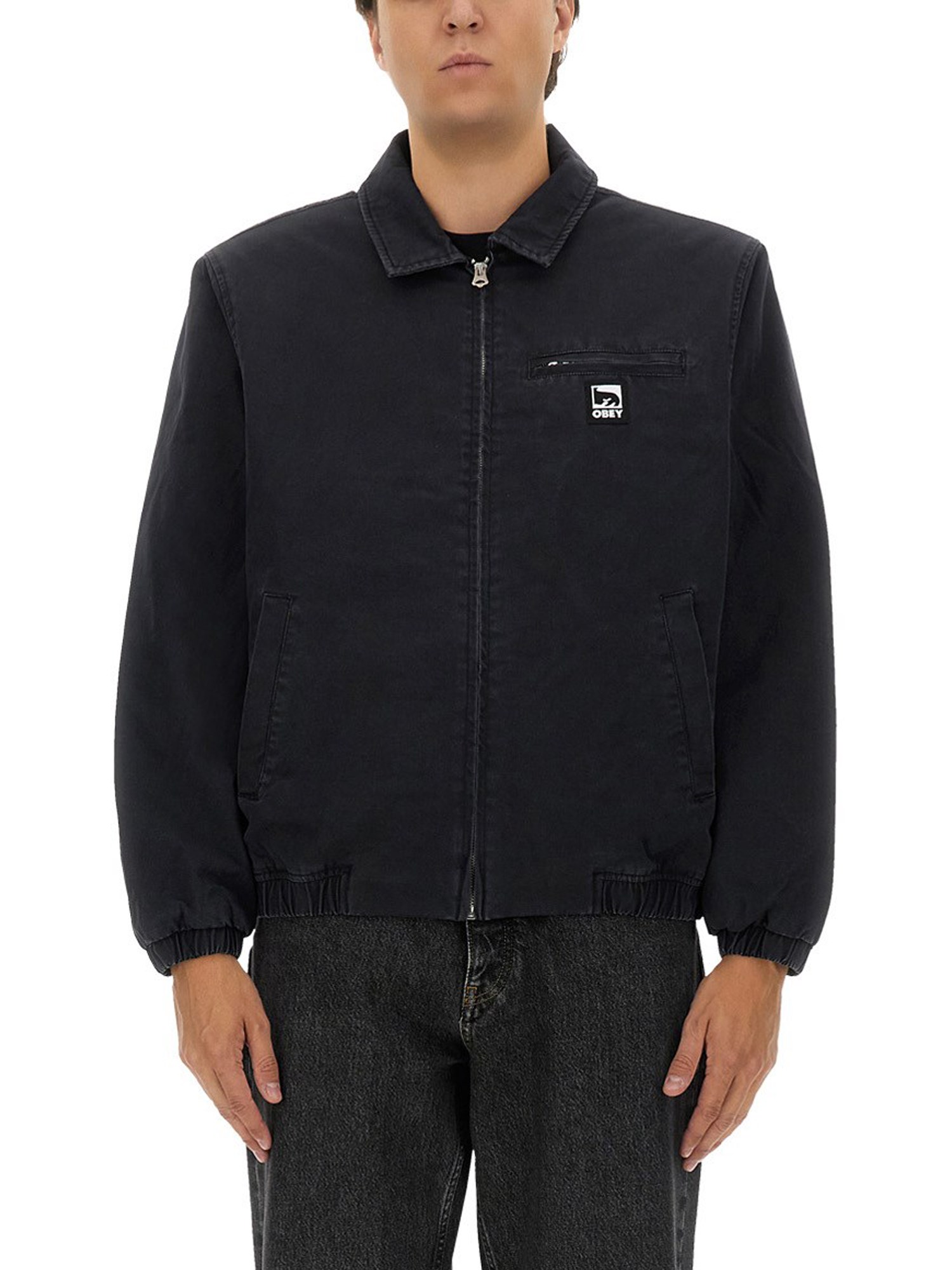 Shop Obey Jacket With Logo In Black