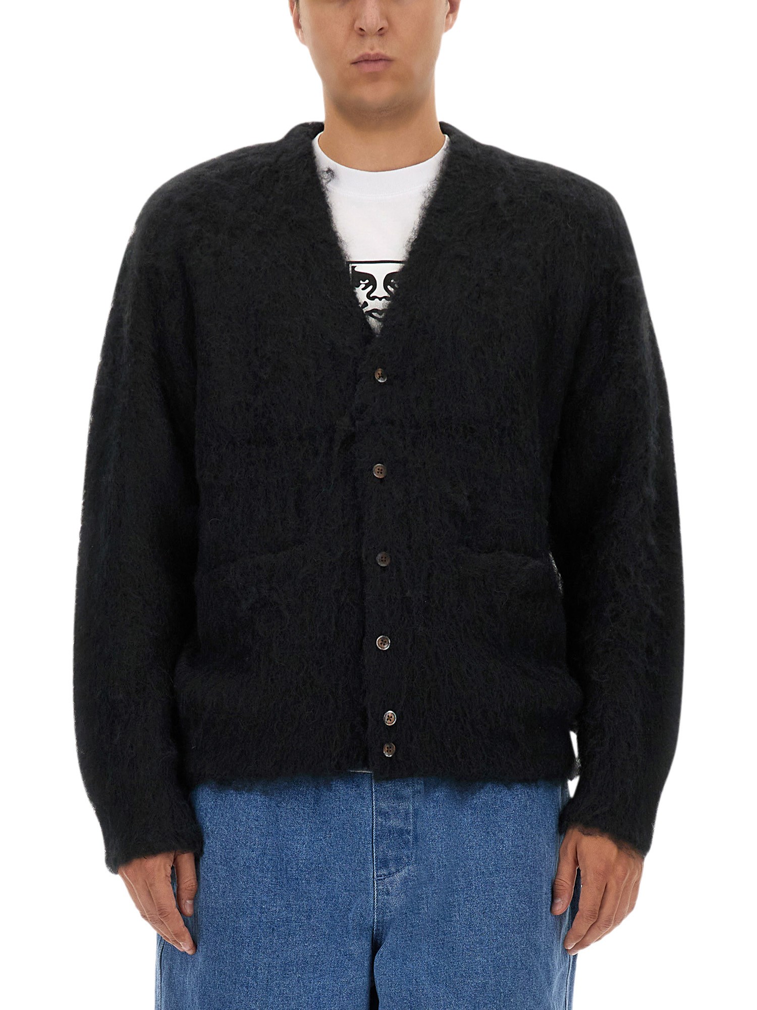 Shop Obey Cardigan "patron" In Black