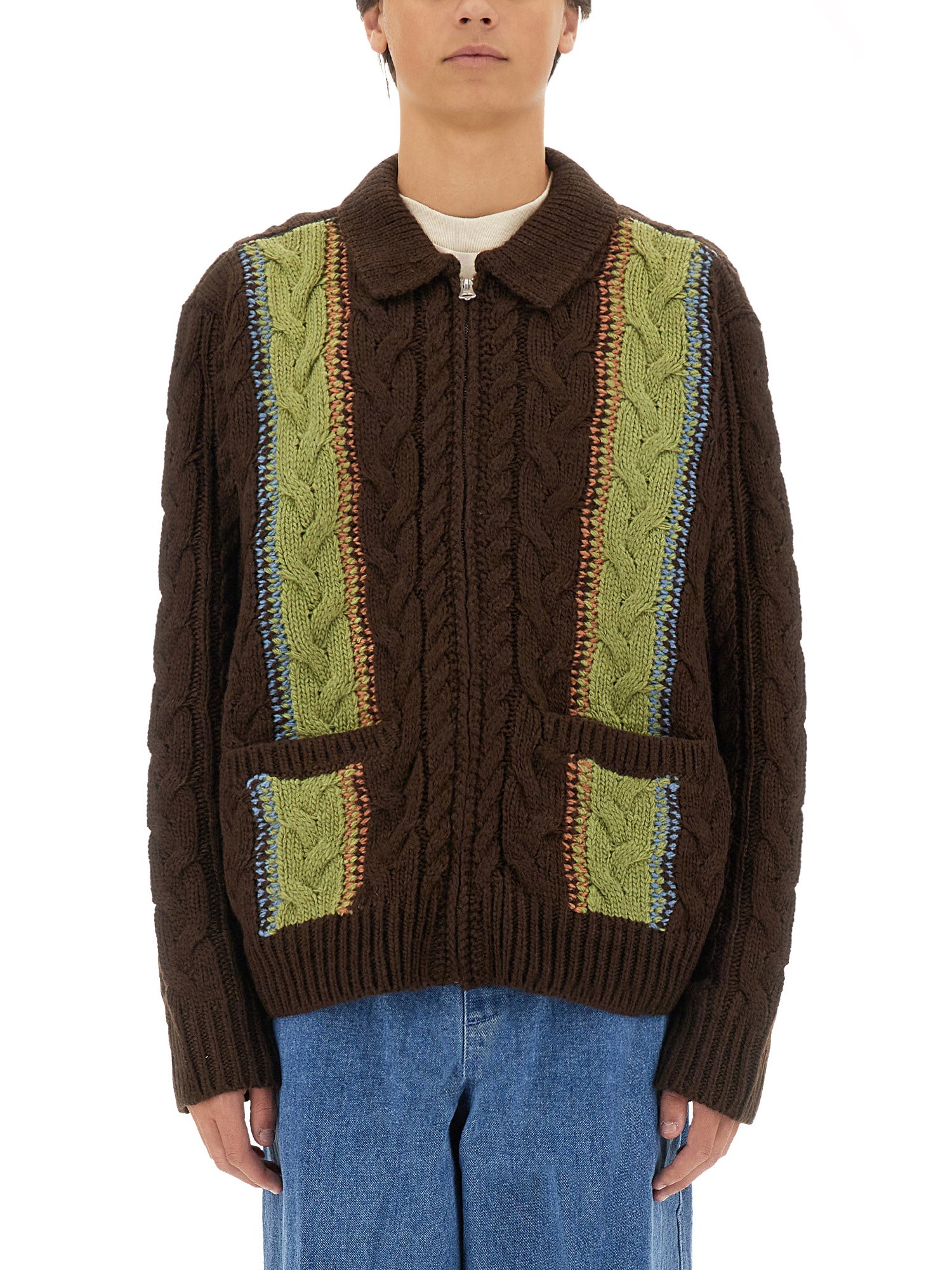 Shop Obey Cardigan "ezra" In Multicolour