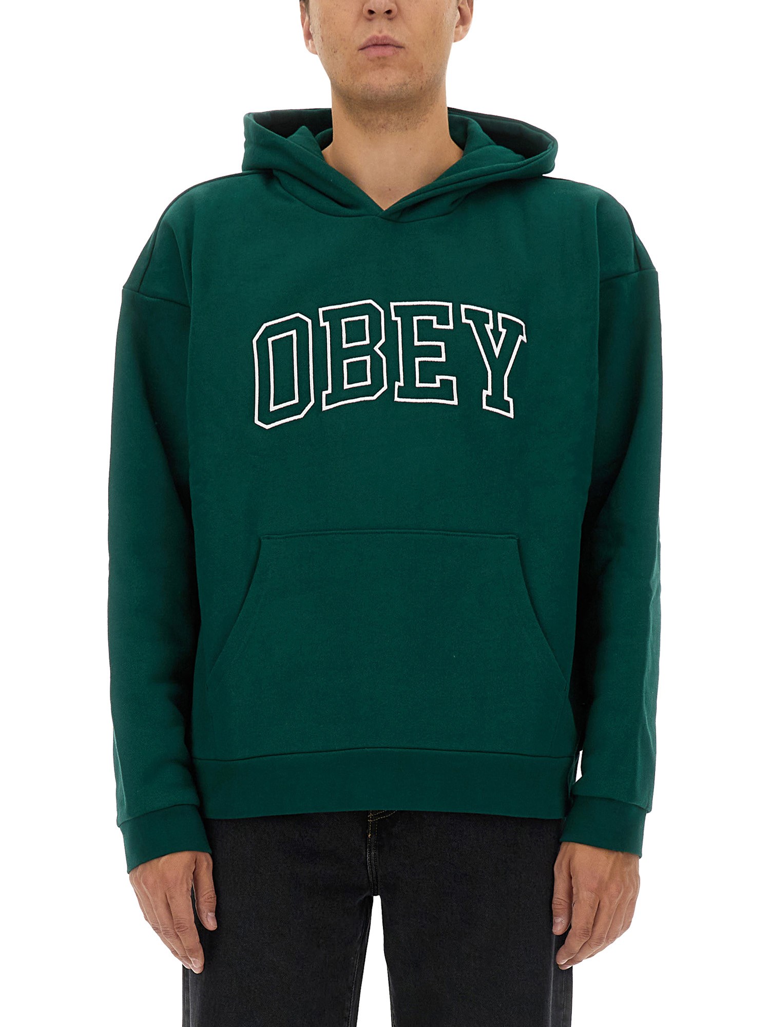 Shop Obey Sweatshirt With Logo In Green