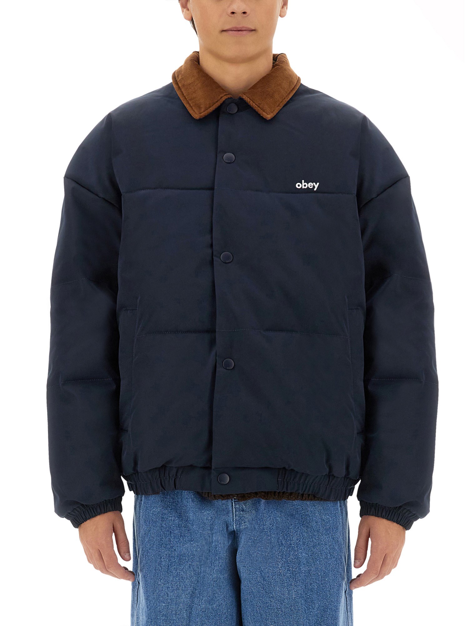 Shop Obey "whispers" Jacket In Blue