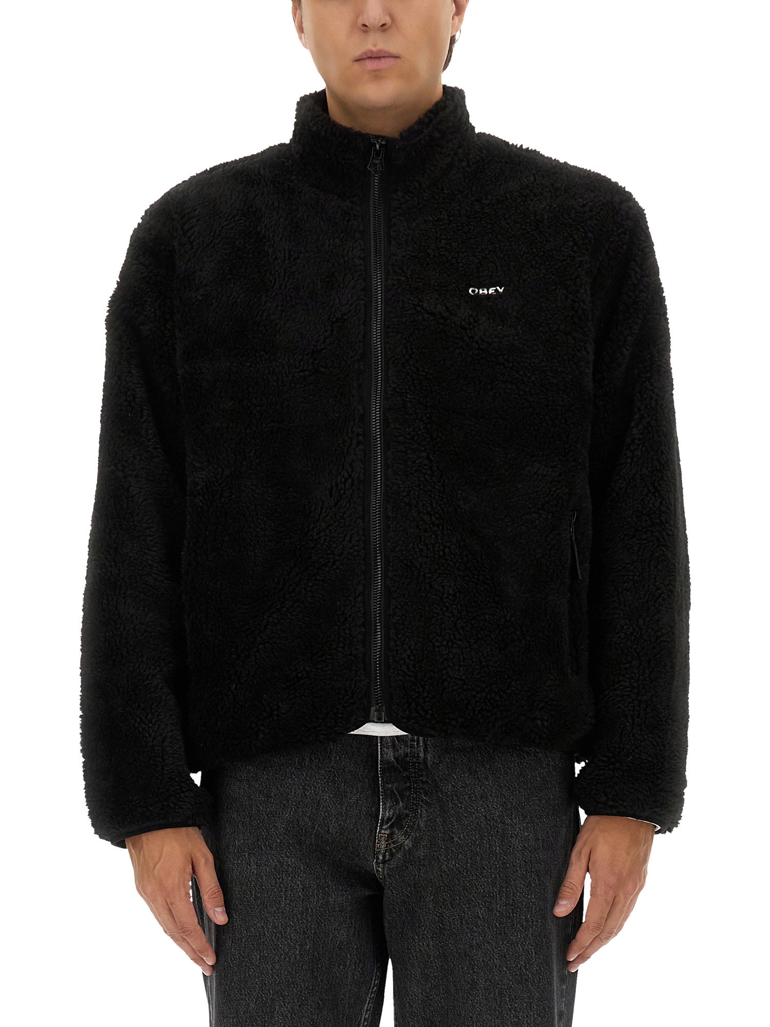 Shop Obey Jacket With Logo In Black