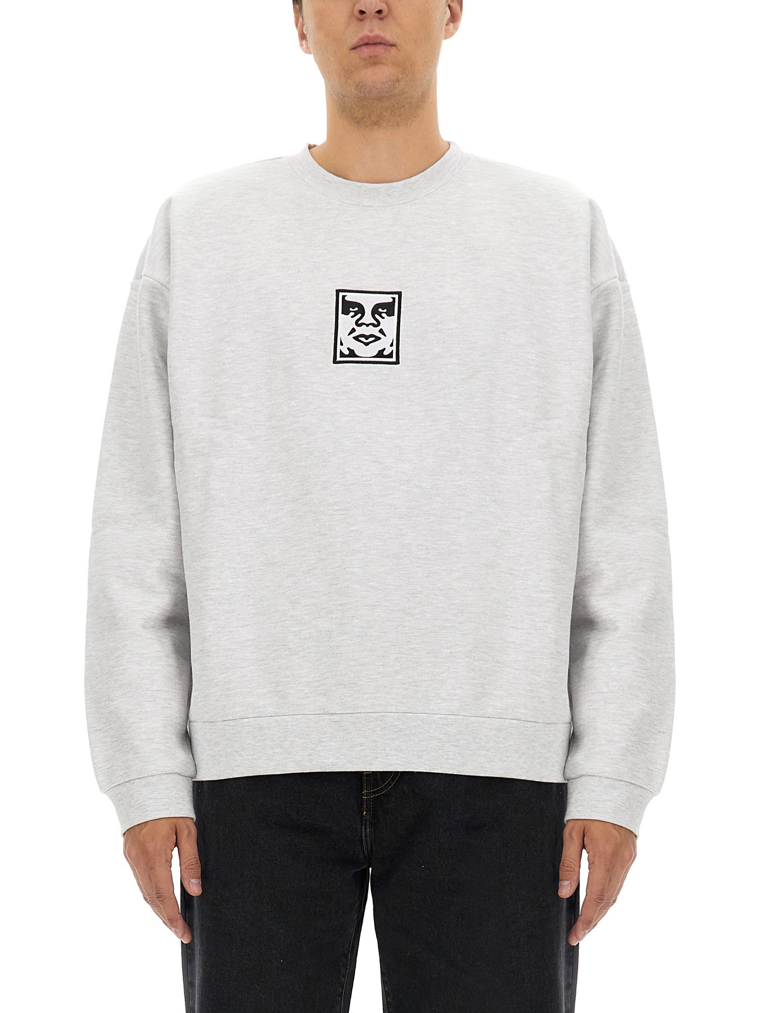 Shop Obey Sweatshirt With Logo In Grey