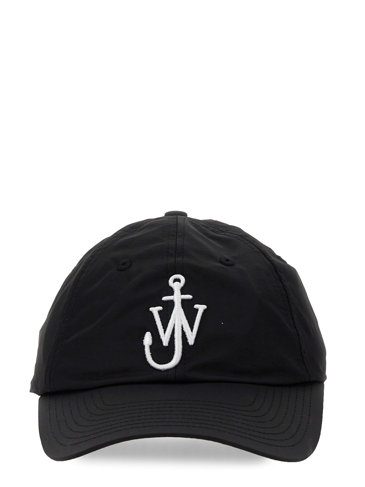 Jw Anderson Curved Peak Logo Embroidered Baseball Cap In Black