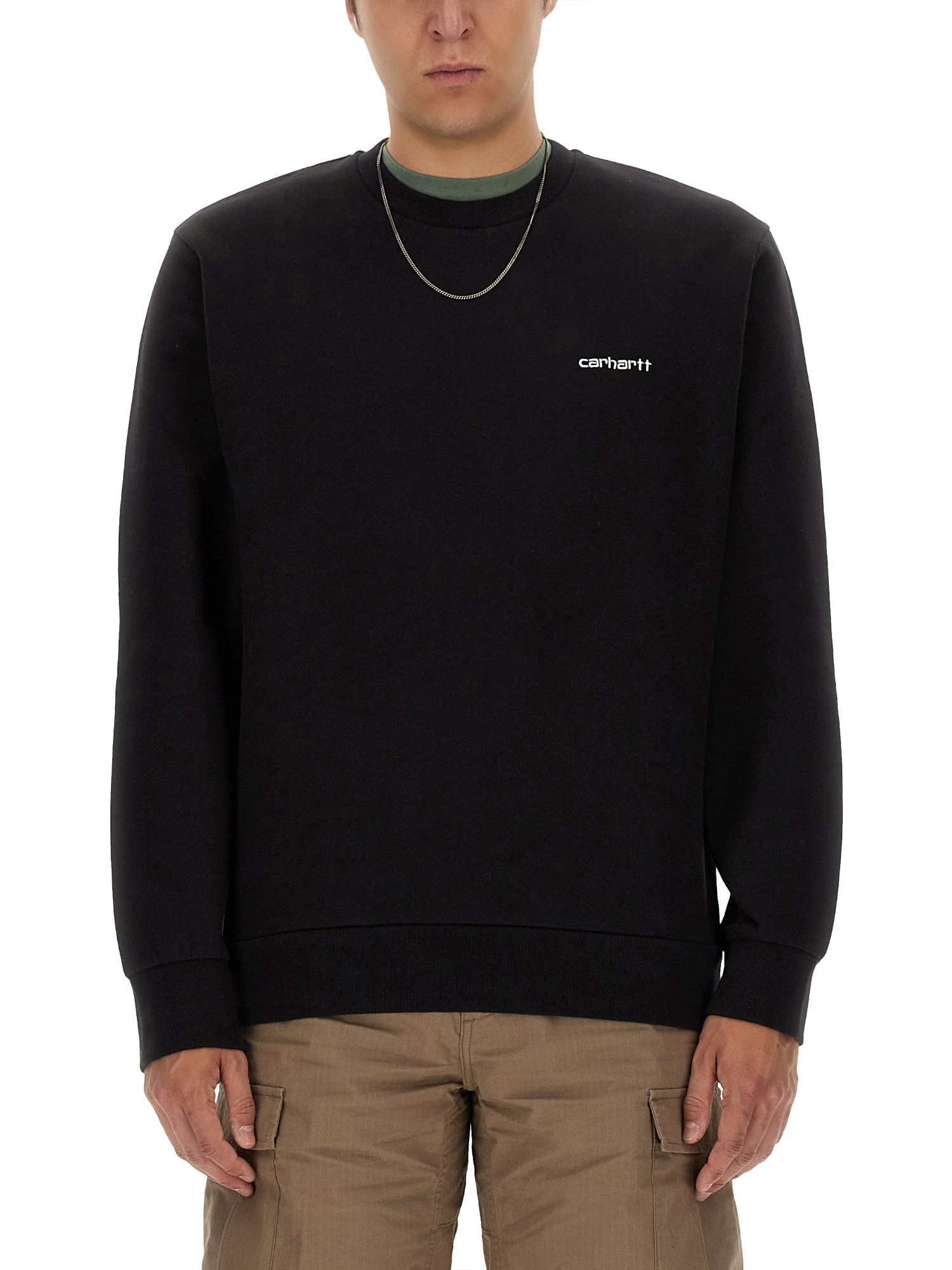 Shop Carhartt Sweatshirt With Logo Embroidery In Black