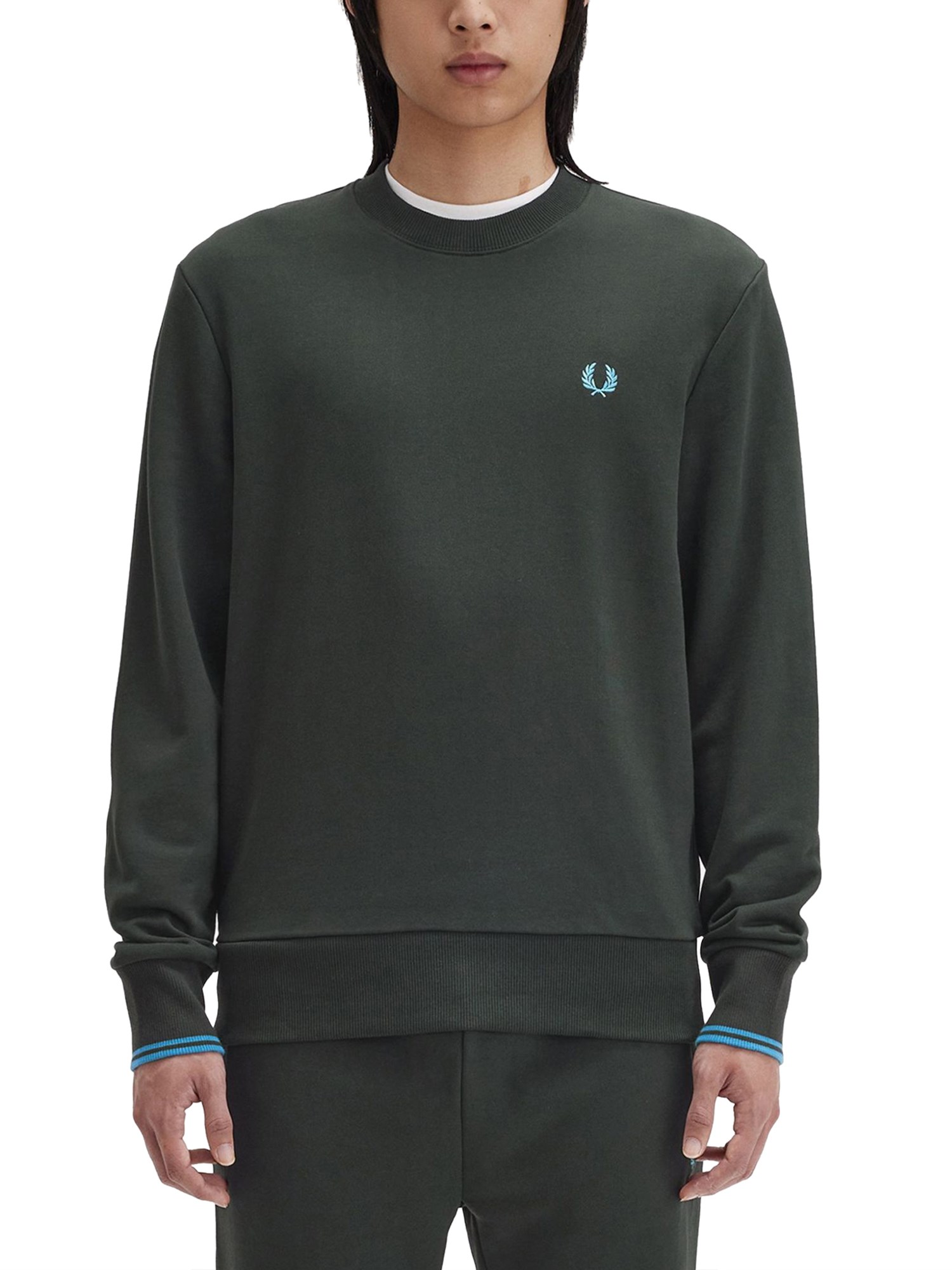 Shop Fred Perry Sweatshirt With Logo Embroidery In Green