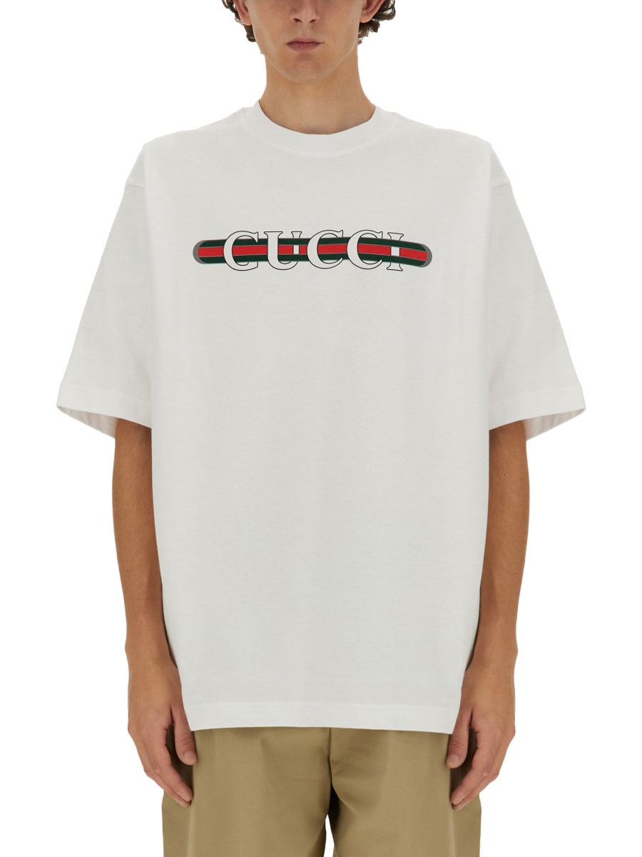 GUCCI T-SHIRT IN JERSEY DI COTONE CON STAMPA