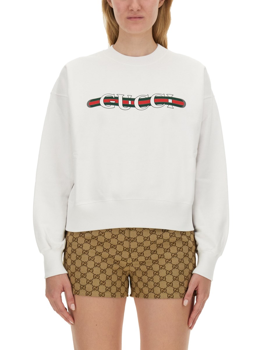 GUCCI FELPA IN JERSEY DI COTONE CON STAMPA LOGO