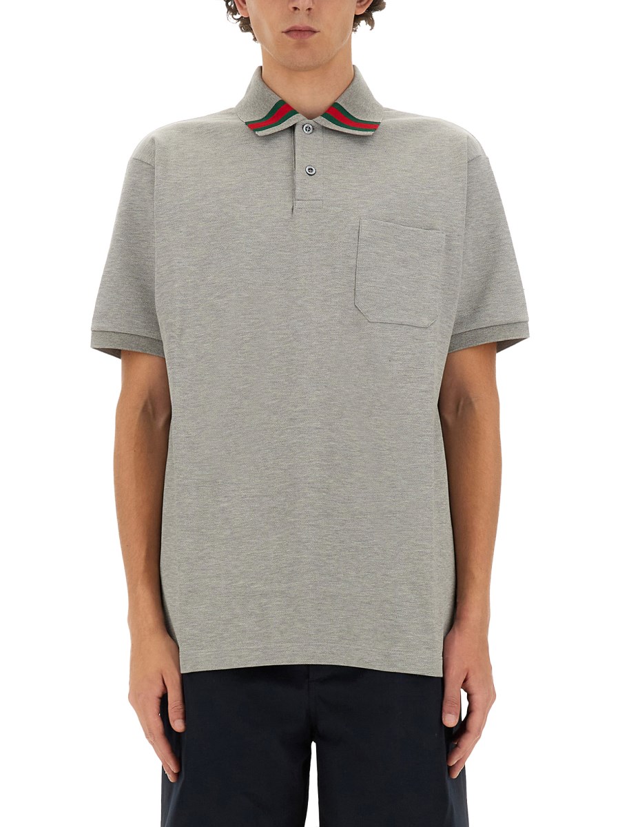 GUCCI POLO IN COTONE CON DETTAGLIO WEB