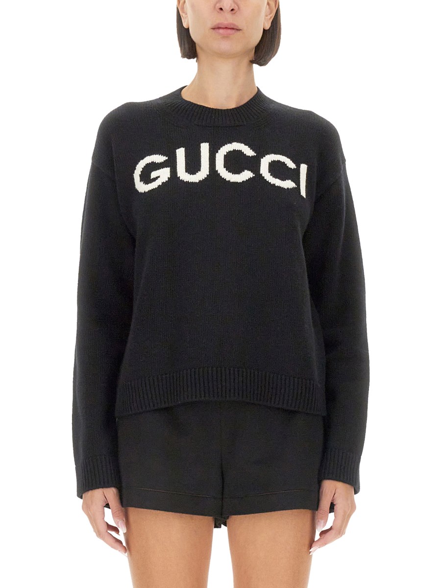 GUCCI MAGLIA IN LANA CON INTARSIO LOGO