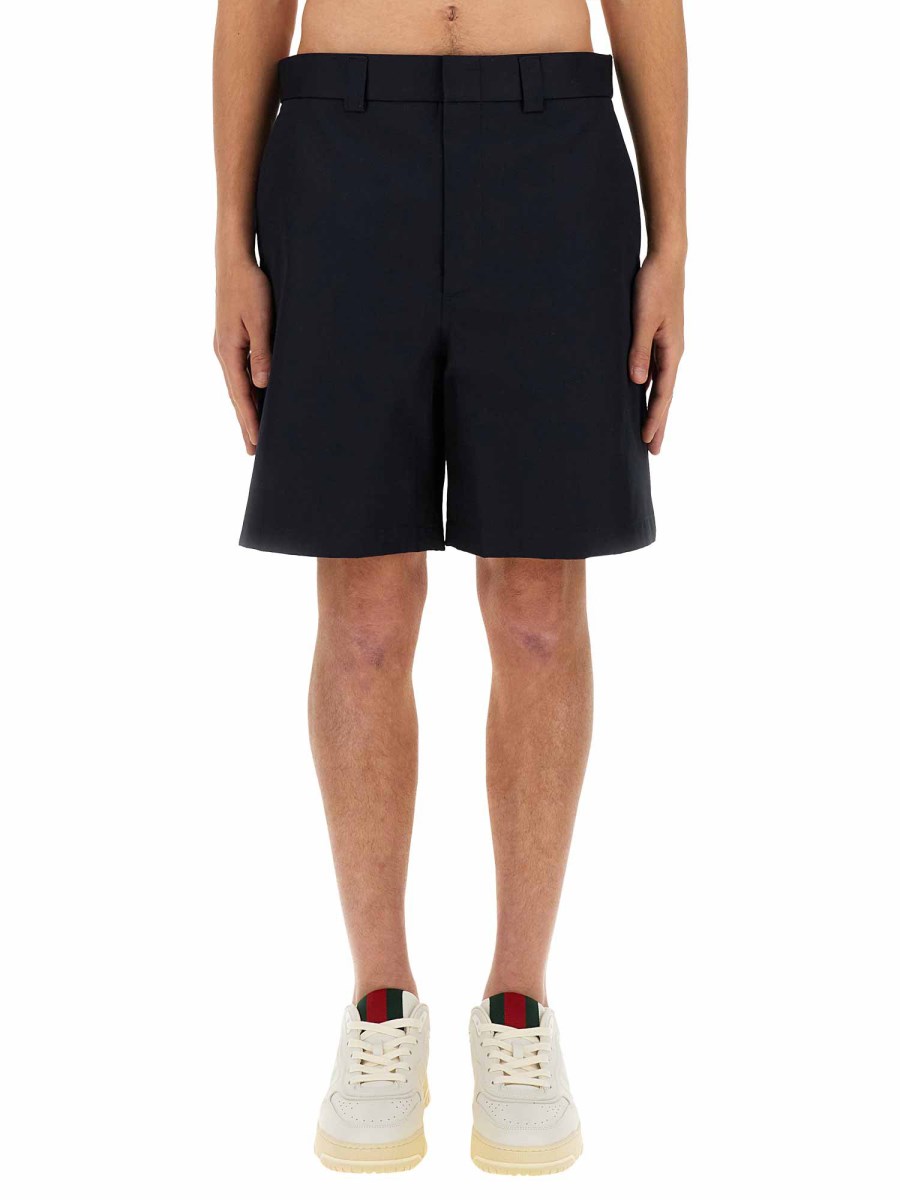 GUCCI SHORTS IN DOPPIO TWILL DI COTONE CON NASTRO WEB