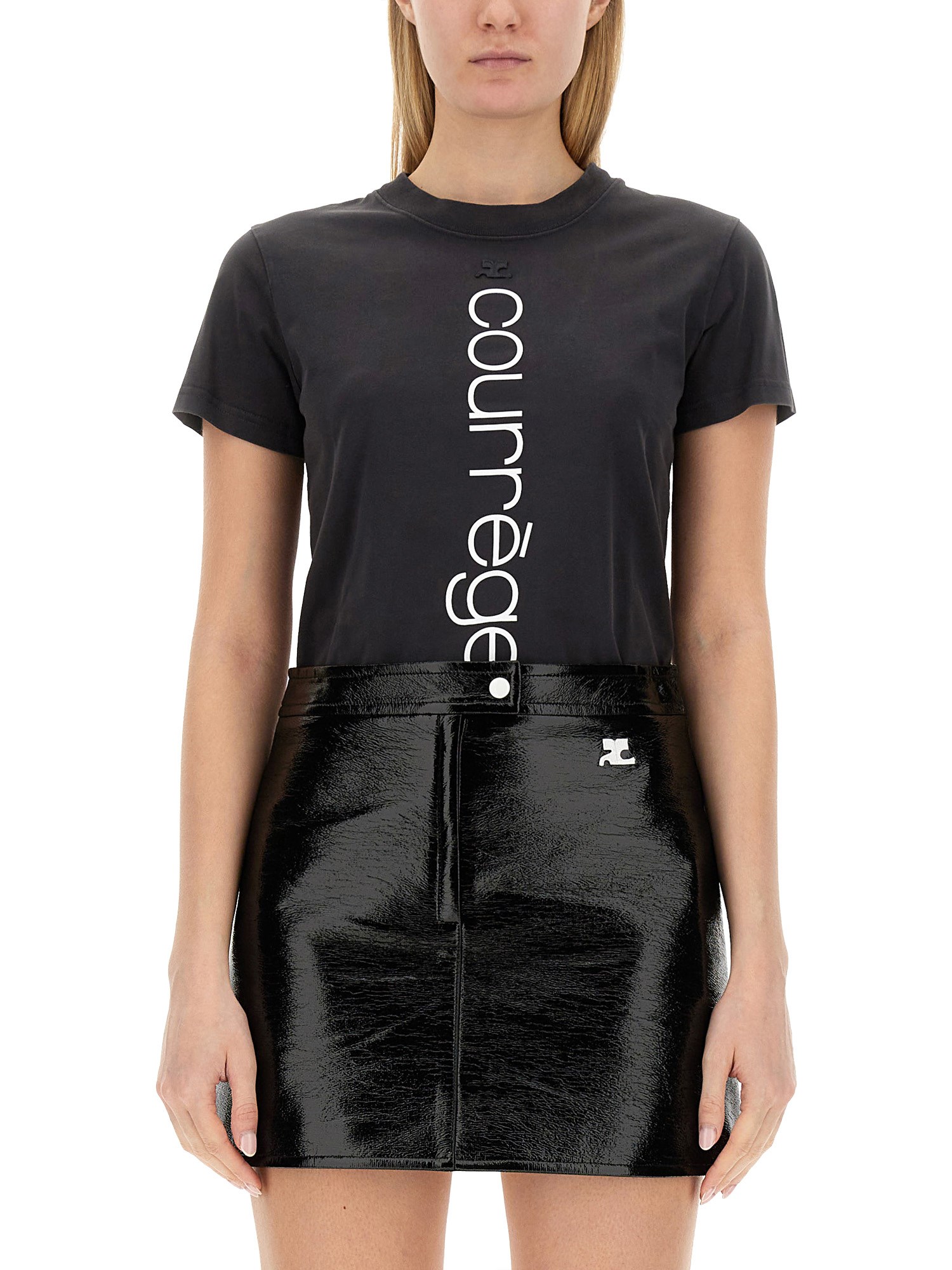 Shop Courrèges T-shirt With Logo In Black