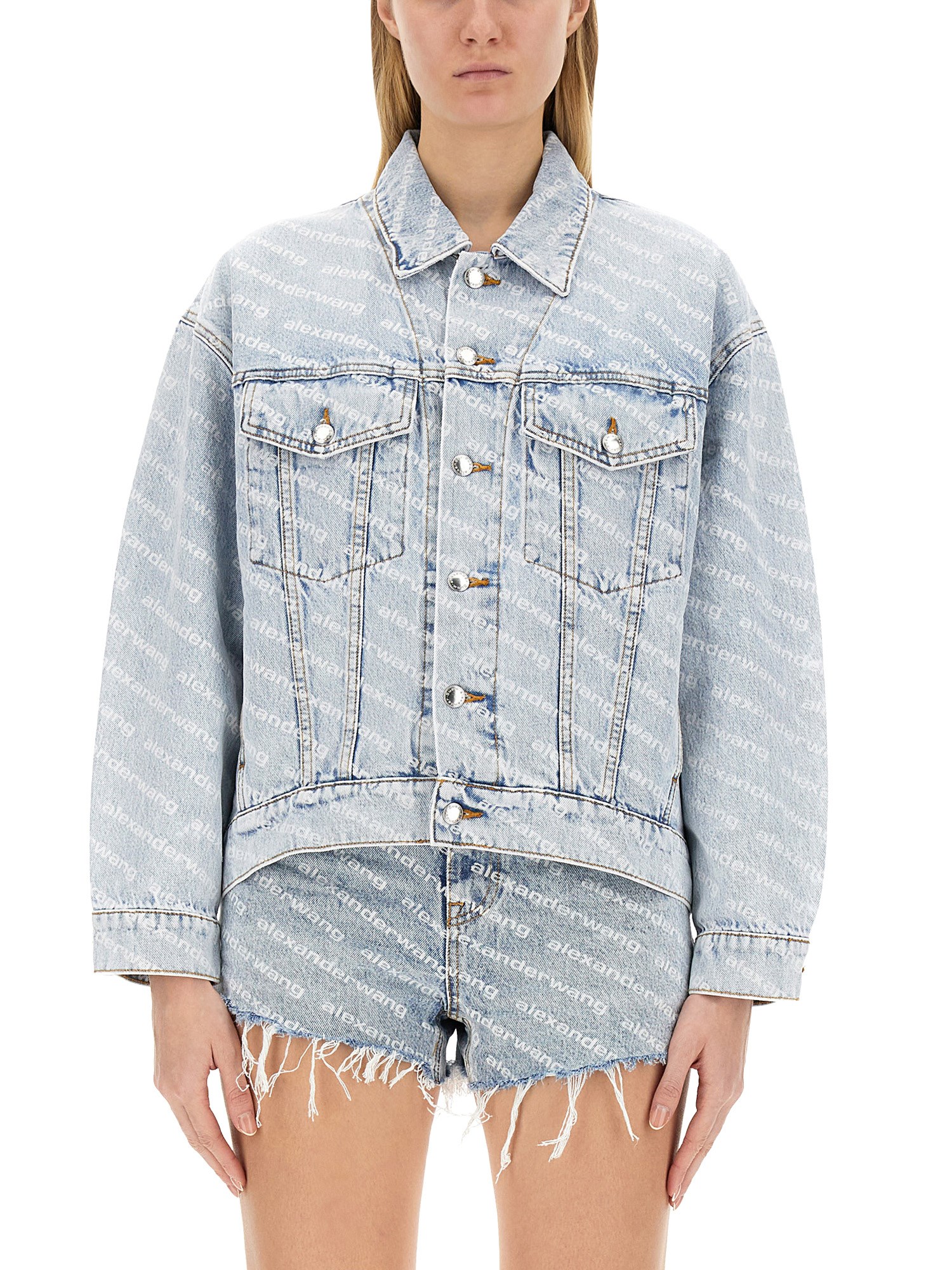 Shop Alexander Wang T Alexanderwang. T Denim Jacket In Azure