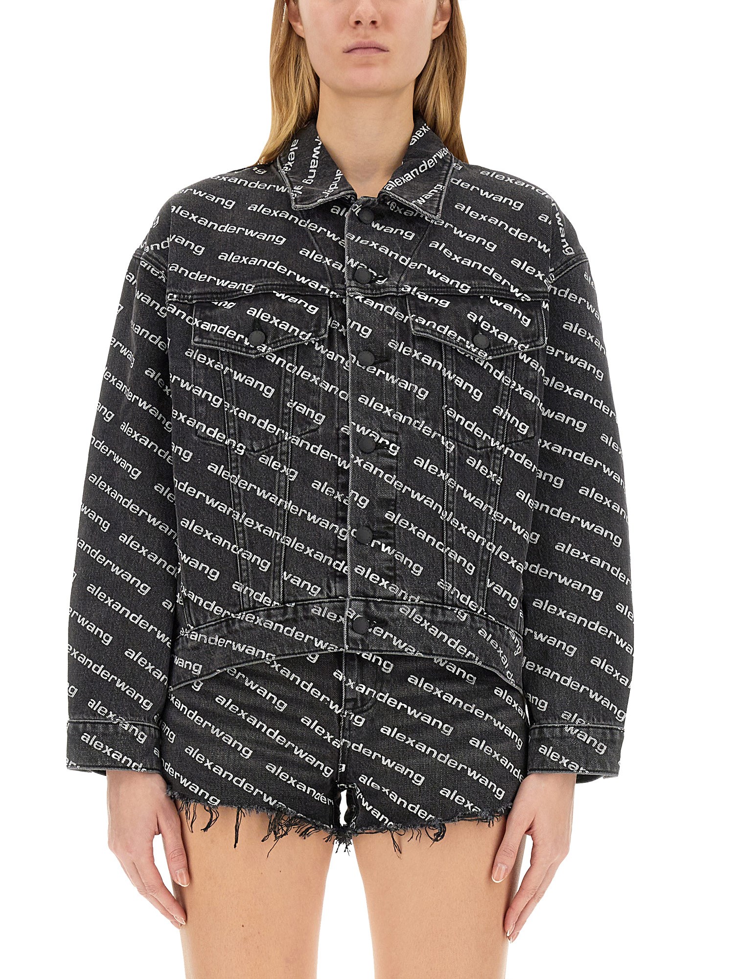 Shop Alexander Wang T Alexanderwang. T All Voer Logo Jacket In Grey