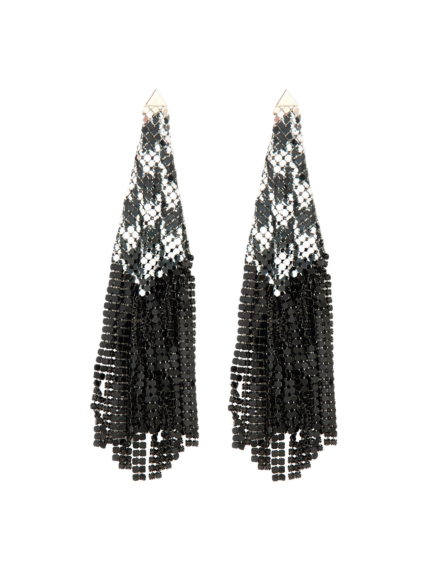 Rabanne Beaded Geometric Dangle Earrings In Silver