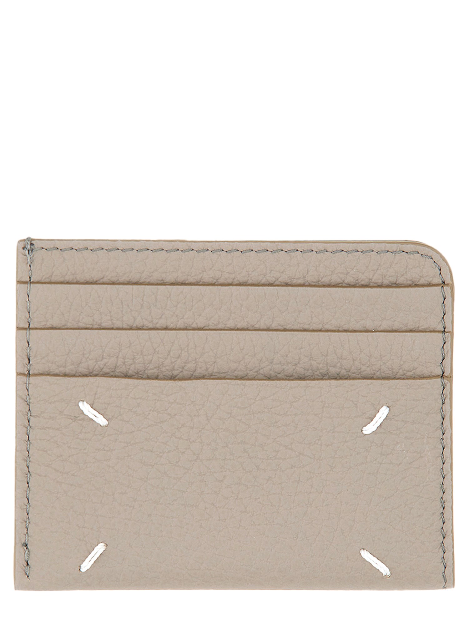 Shop Maison Margiela Leather Card Holder In Beige