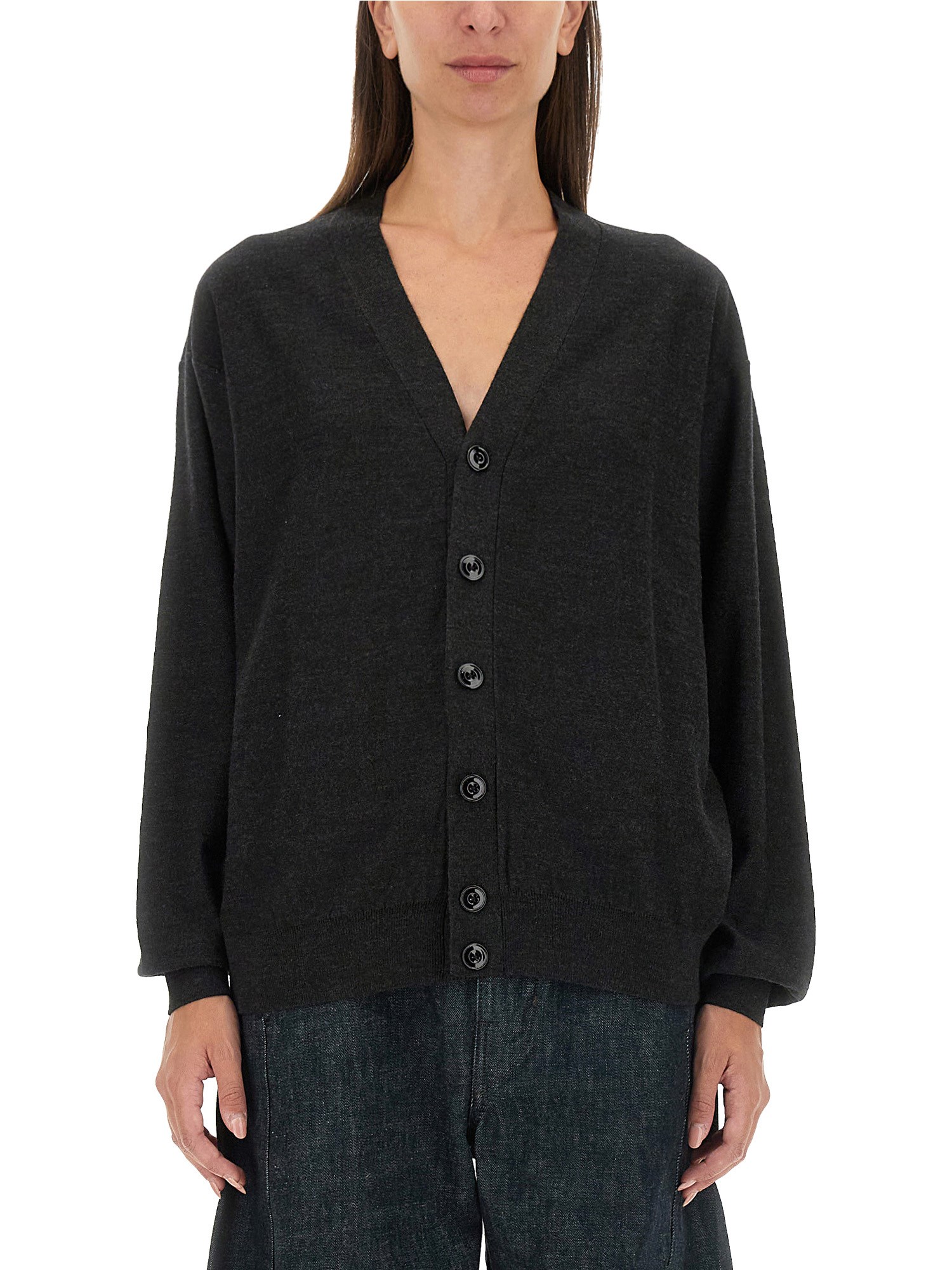 Shop Lemaire Twisted Cardigan In Charcoal