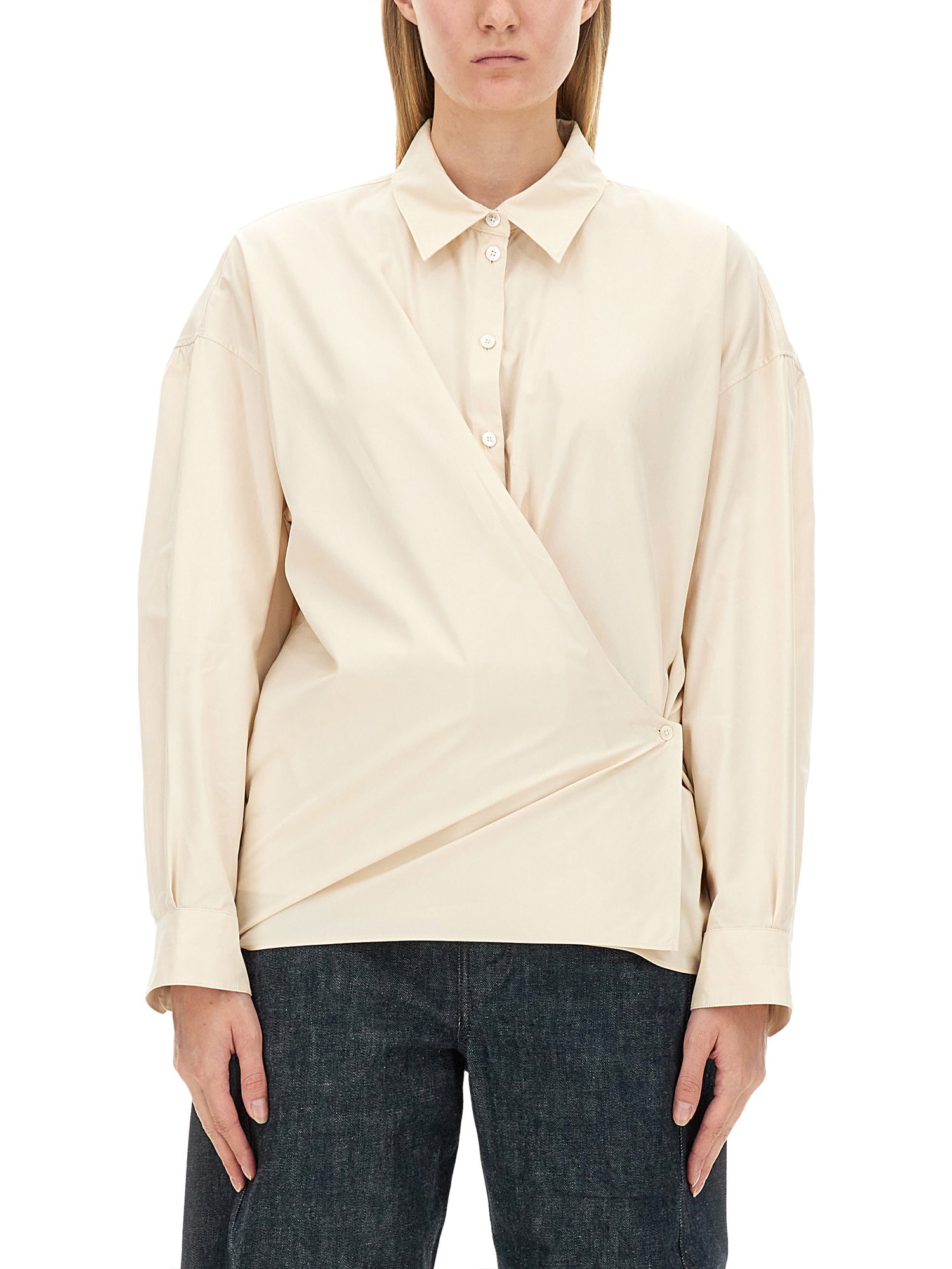 Shop Lemaire Twisted Shirt In Ivory