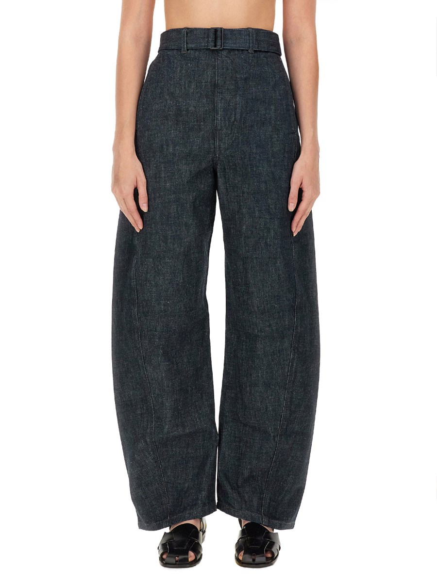 LEMAIRE PANTALONE CON CINTURA IN DENIM DI COTONE