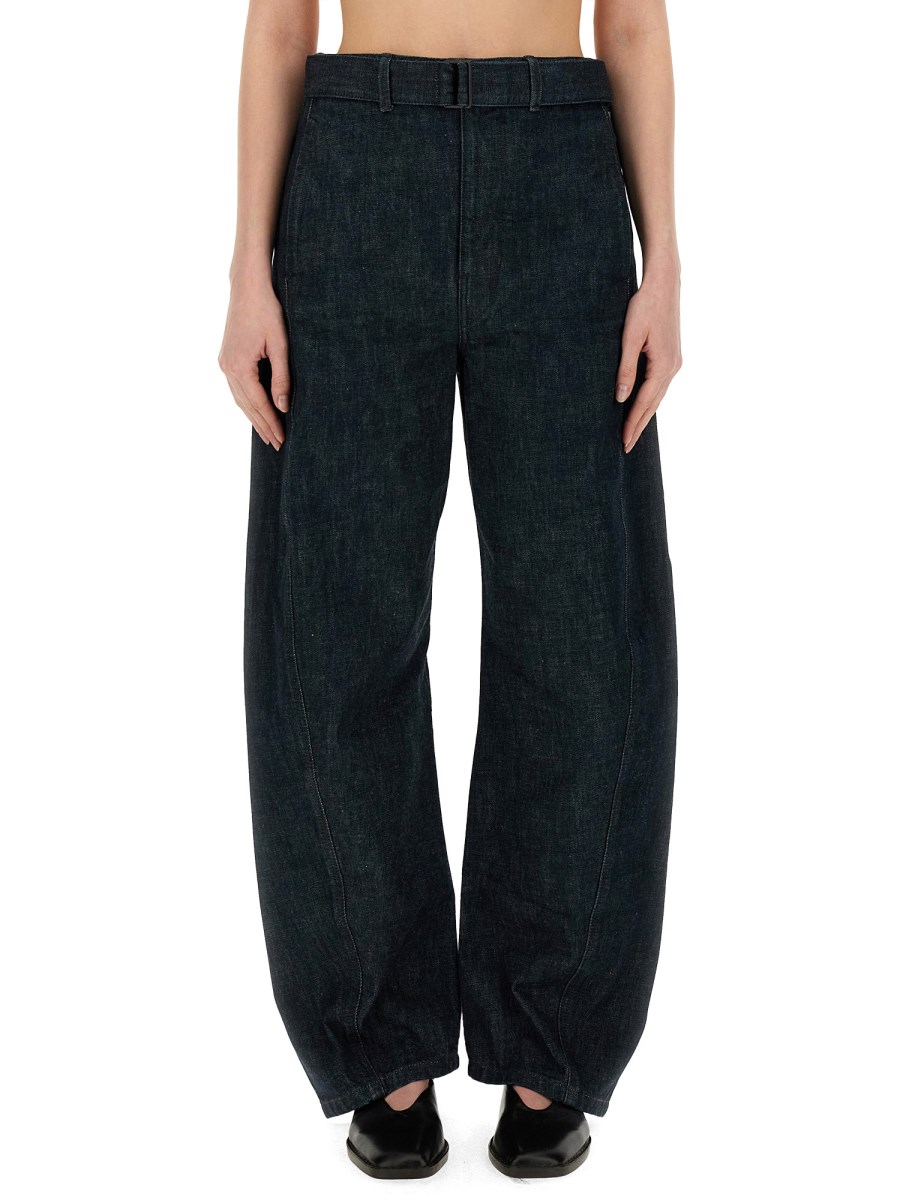 LEMAIRE PANTALONE CON CINTURA IN DENIM DI COTONE