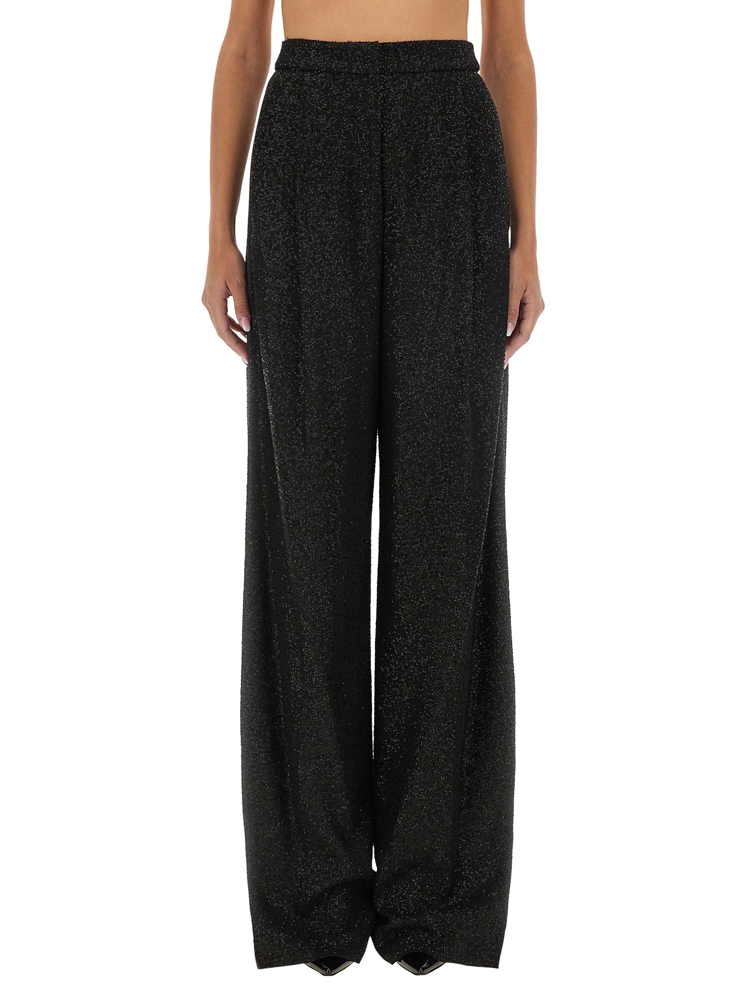 Max Mara Navigli Viscose Blend Trouser With Sequins In Black