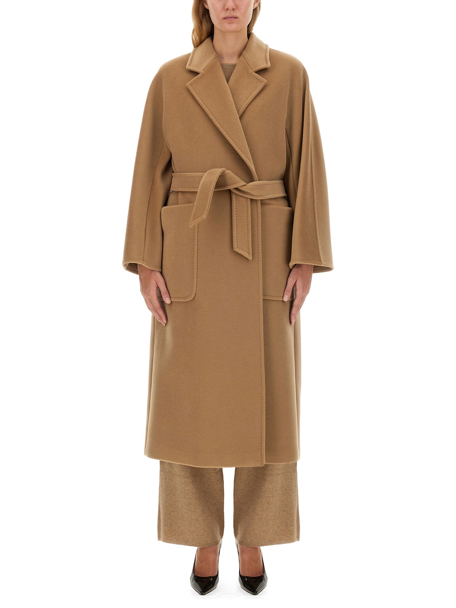 Shop Max Mara Coat "locri" In Beige