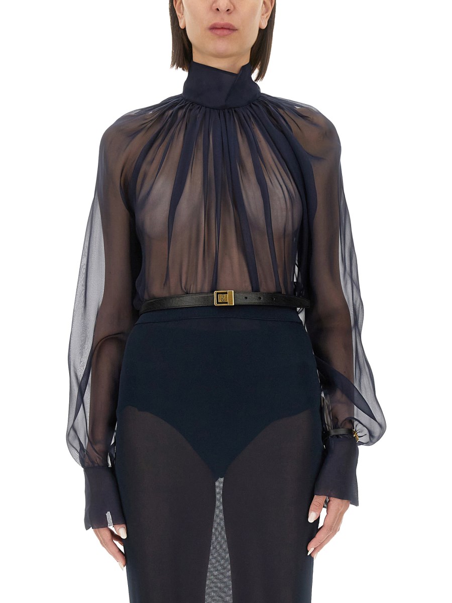 ﻿SAINT LAURENT BLUSA DOLCEVITA IN MUSSOLA DI SETA