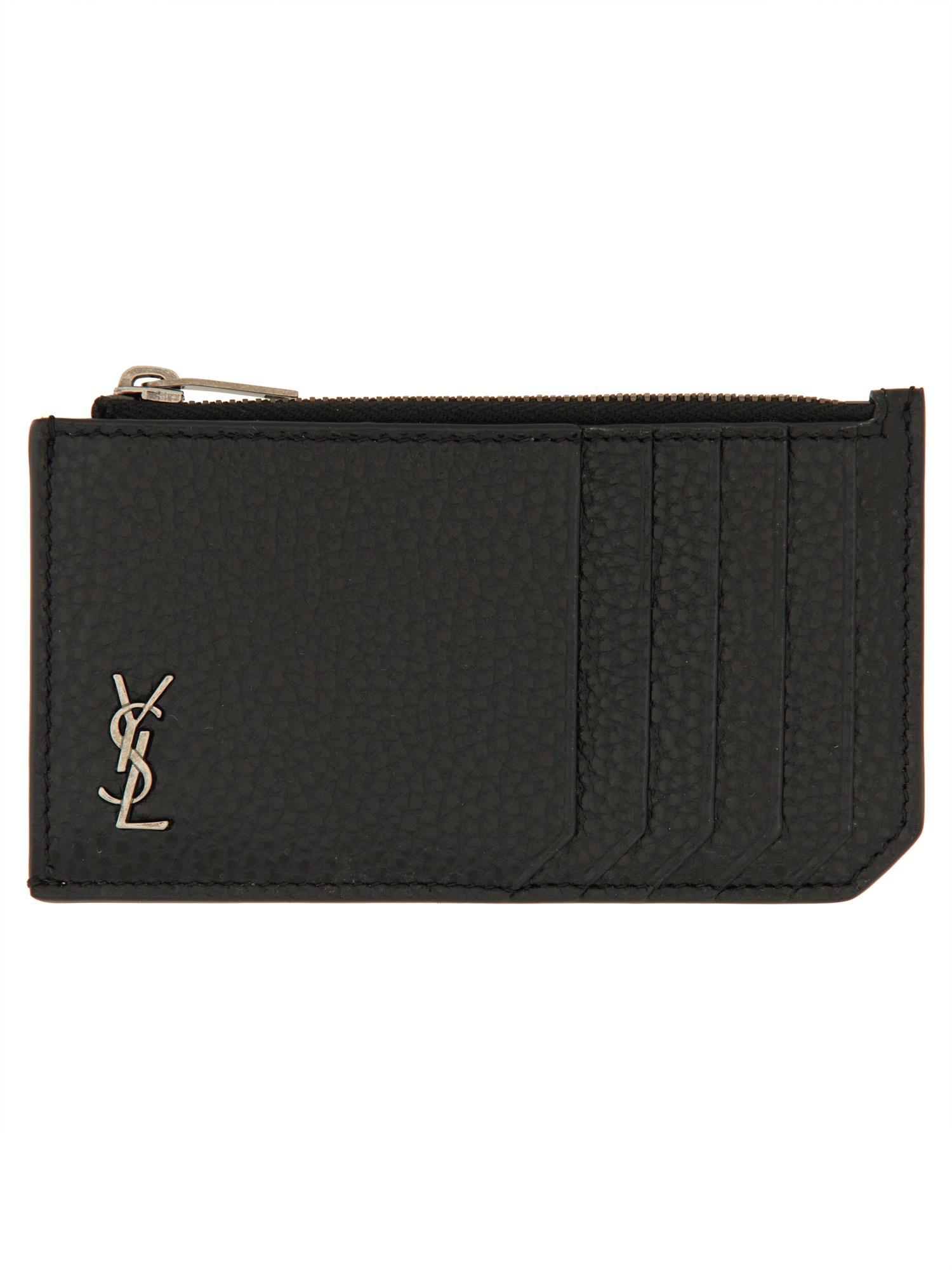 Saint Laurent Men Cassandre Fragments Card Holder In Black