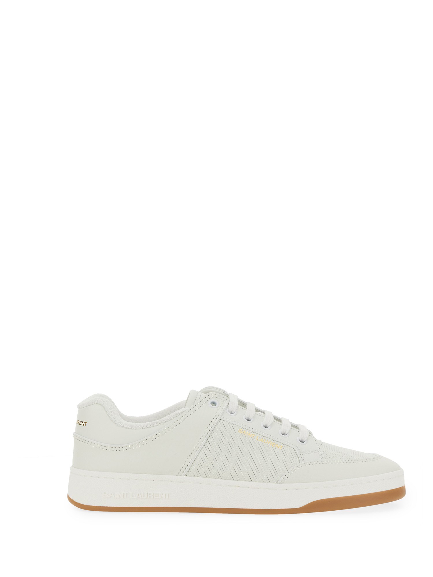 Saint Laurent Sl61 Logo-print Smooth And Textured-leather Sneakers In White