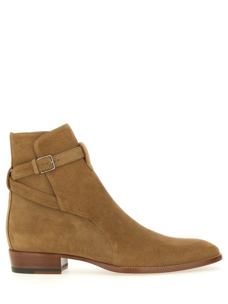 SAINT LAURENT STIVALE WYATT 30 JODHPUR IN PELLE SUEDE