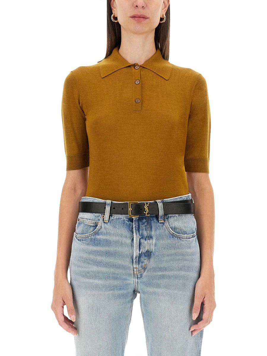 SAINT LAURENT POLO "CASSANDRE" IN CASHMERE LANA E SETA