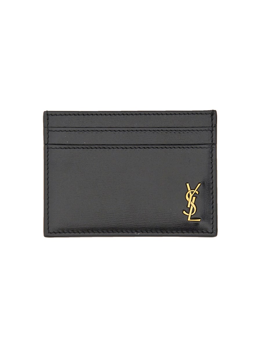 SAINT LAURENT GLOSSY LEATHER CARD CASE WITH MONOGRAM LOGO Eleonora Bonucci