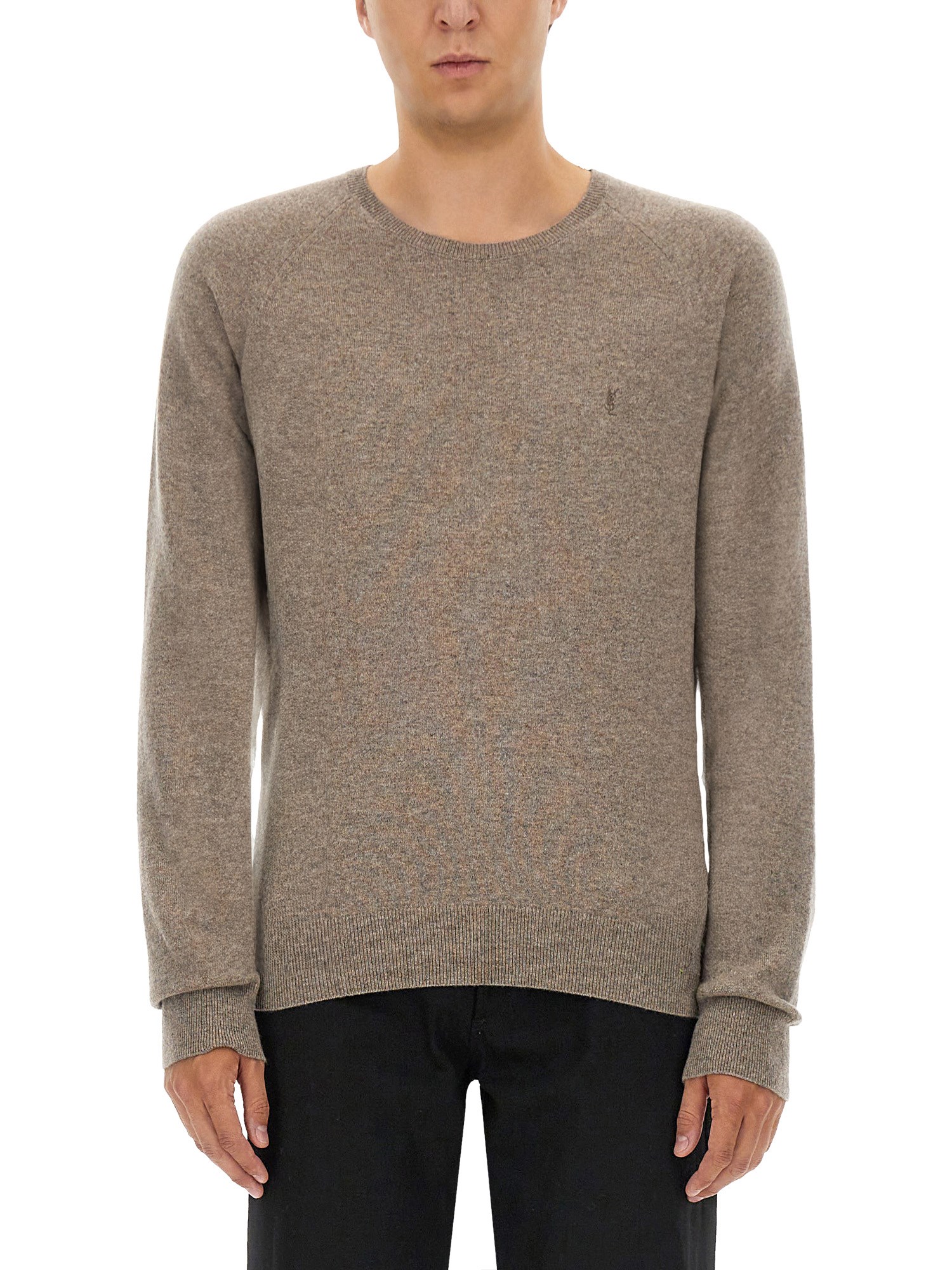 Saint Laurent Cassandre Cashmere Sweater Men In Neutral