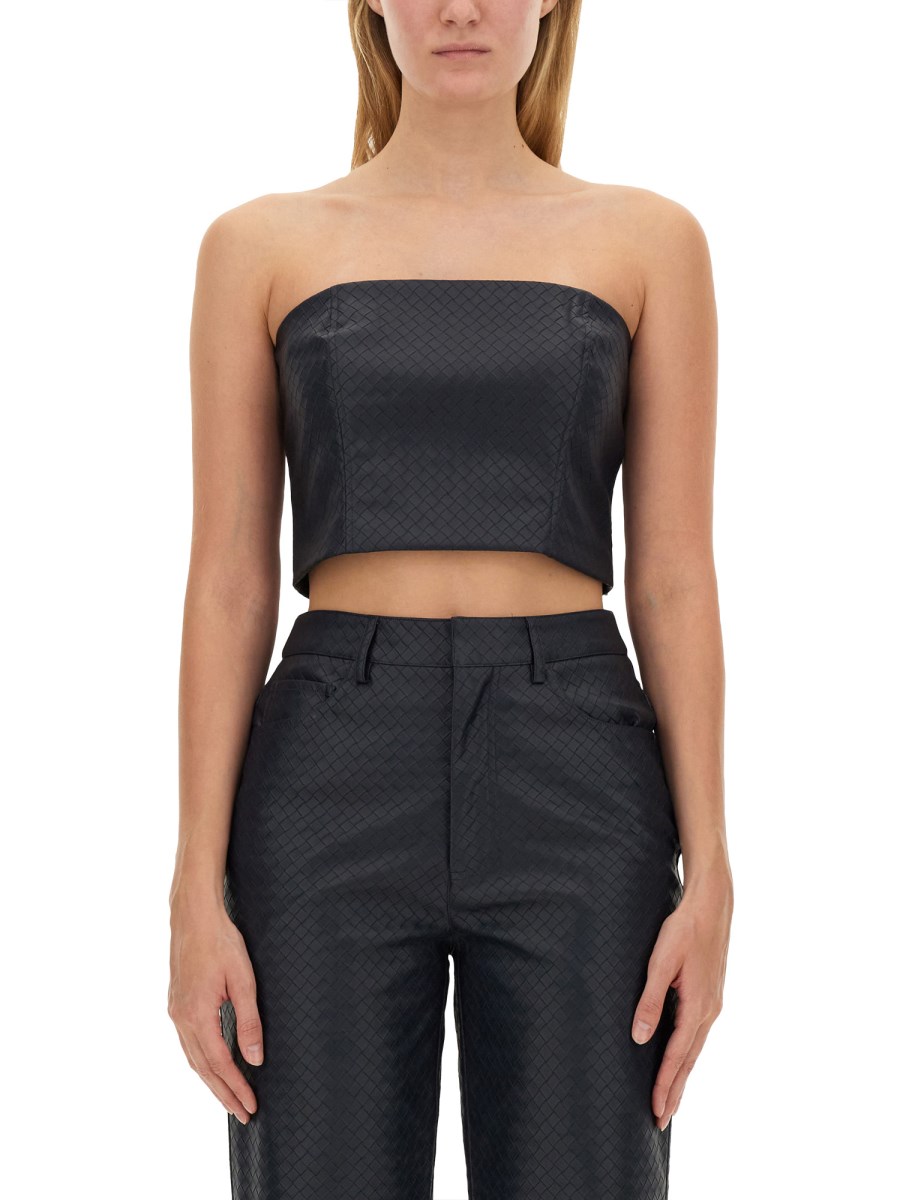 ROTATE BIRGER CHRISTENSEN CROP TOP INTRECCIATO IN SIMILPELLE