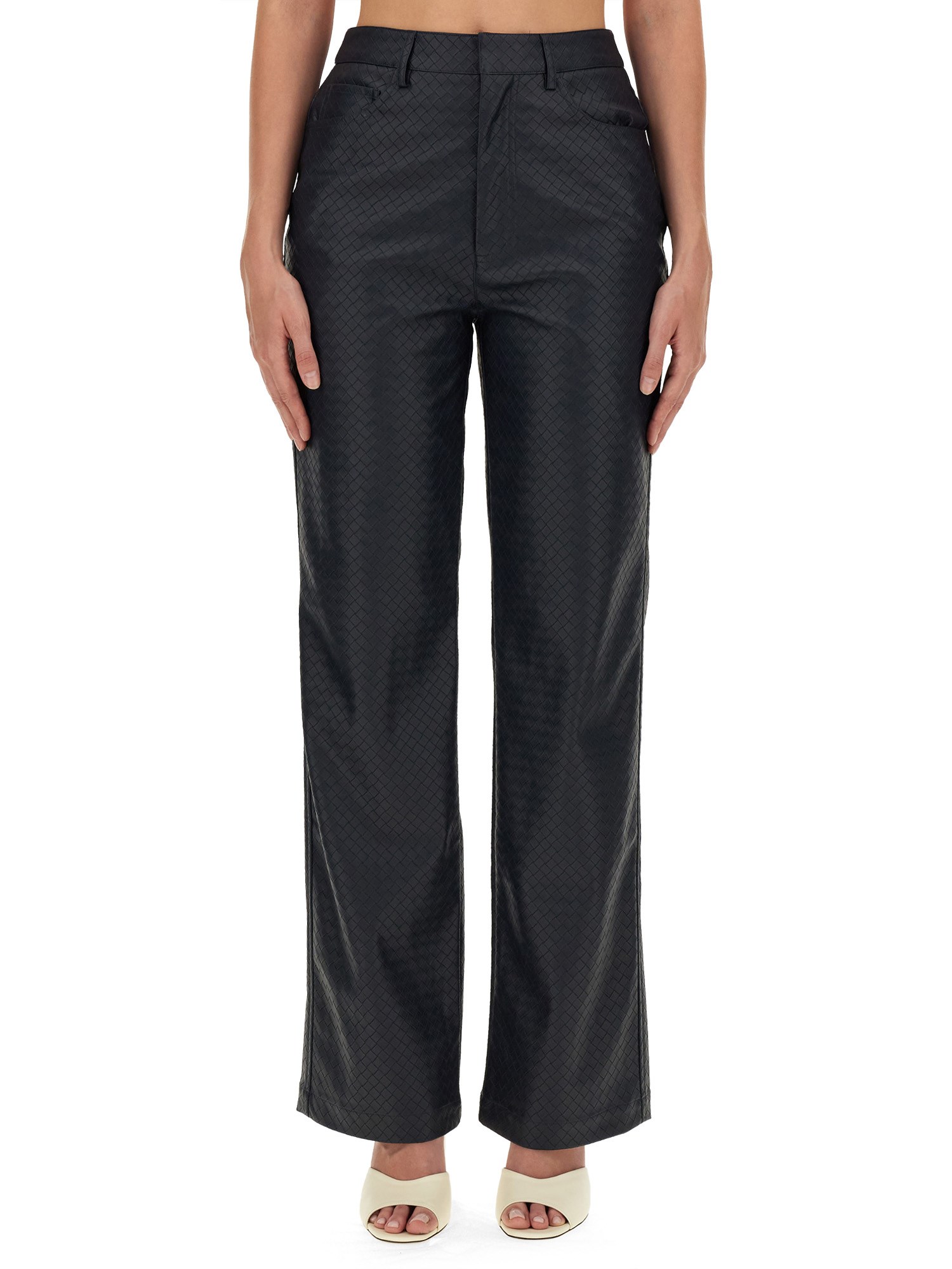 Rotate Birger Christensen Straight Braided Trousers In Blue