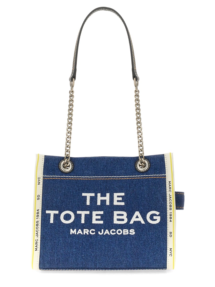 MARC JACOBS BORSA THE TOTE SMALL IN DENIM CON CATENA