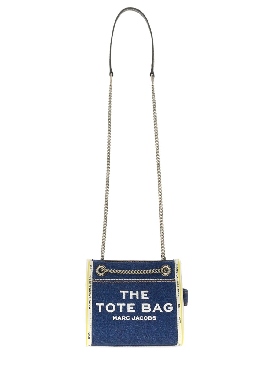 MARC JACOBS BORSA THE TOTE MINI IN DENIM CON CATENA